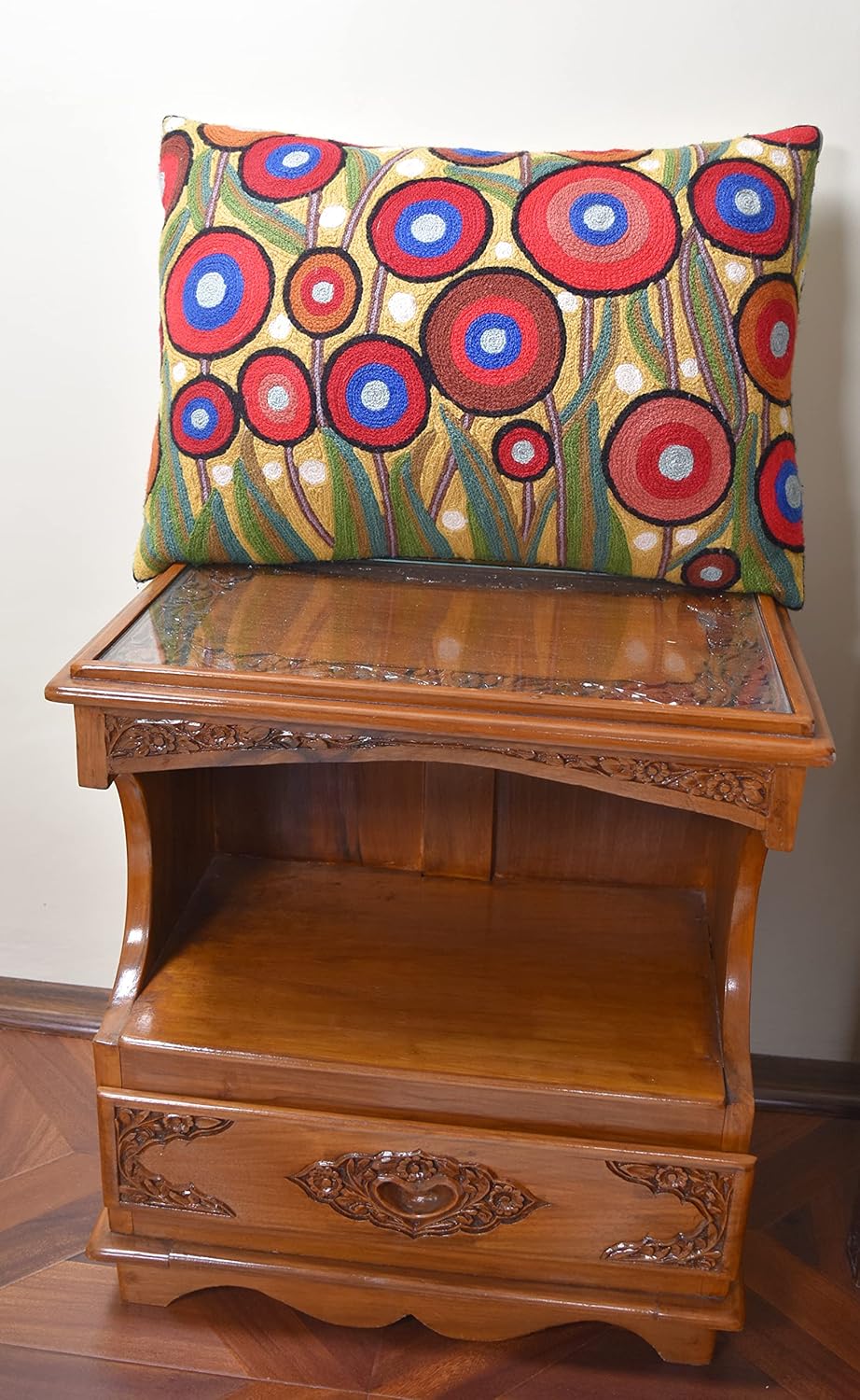 Lumbar Yellow Poppy Floral Pillow Cover Red Poppies Flower Pillows Farmhouse Chair Cushion Floral Poppy Hand Embroidered Size 14x20