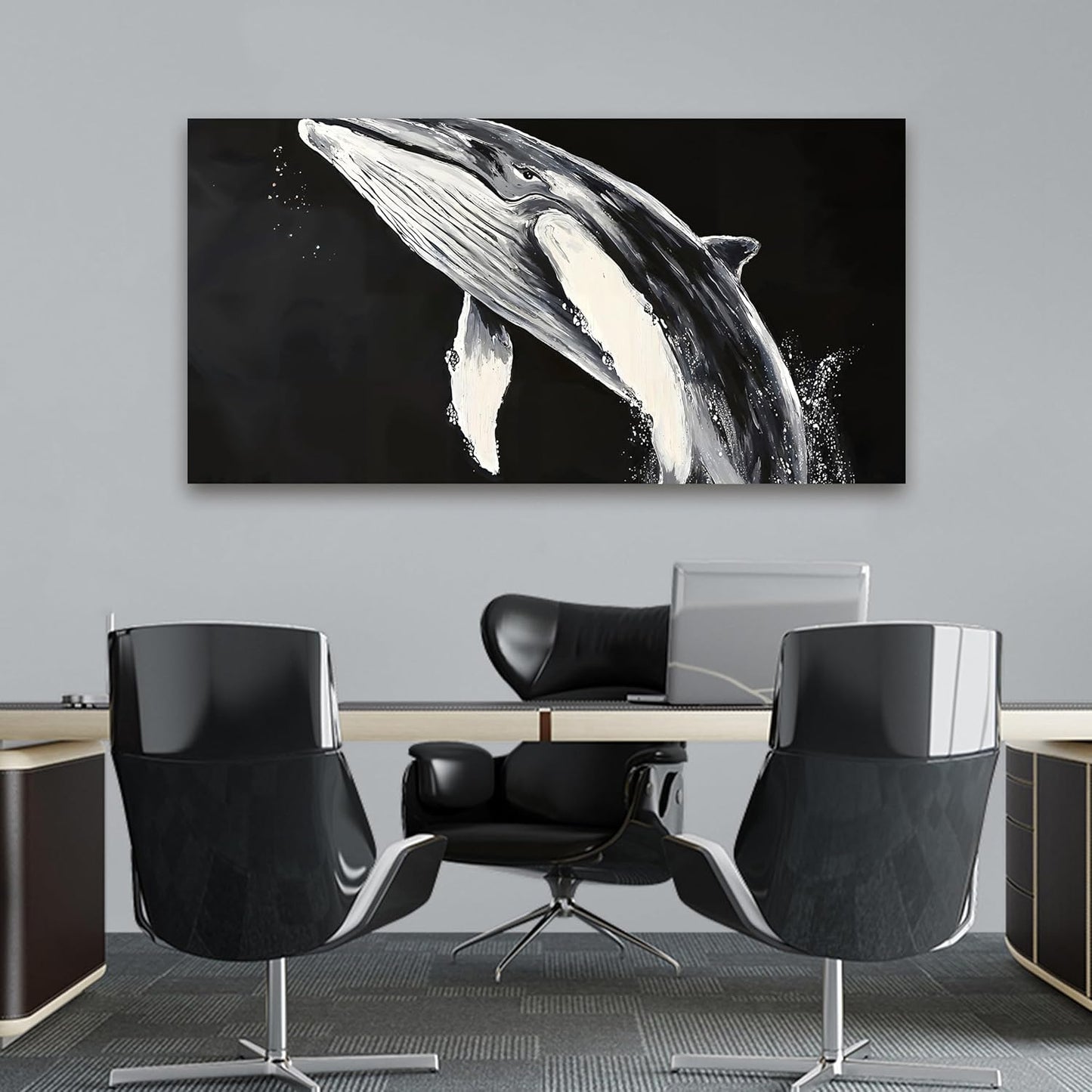 AIXMGSJS Canvas Wall Art Decor Black and White Wall Art Prints Large Modern Wall Art for Living Room Whales Decorations Artwork for Walls Black Canvas Art Wall Decor Bedroom Office Decor 20" X 40"