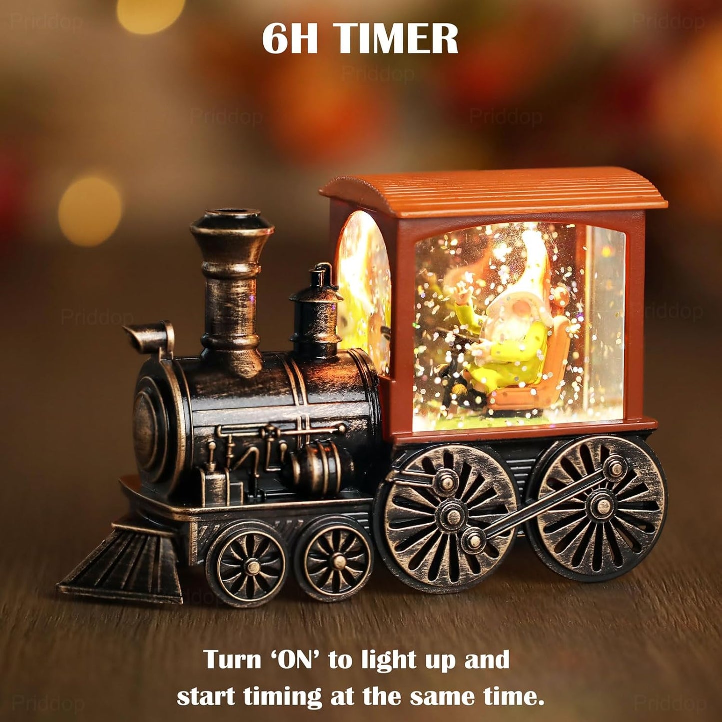 Fall Snow Globe Train Gnome Turkey Pumpkin Classic Relief Texture Battery Powered LED Glitter Fall Decorations for Home Autumn Harvest Thanksgiving Gifts