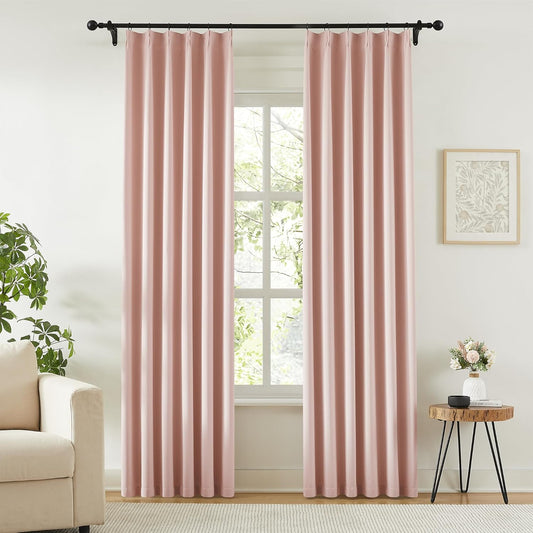 KangBang Pink Pinch Pleated Curtains for Girls Room 2 Panels Set, Room Darkening Pinch Pleat Curtains Elegant Modern Light Blocking Vertical Drapes for Bedroom Nursery,40Wx84L, Baby Pink