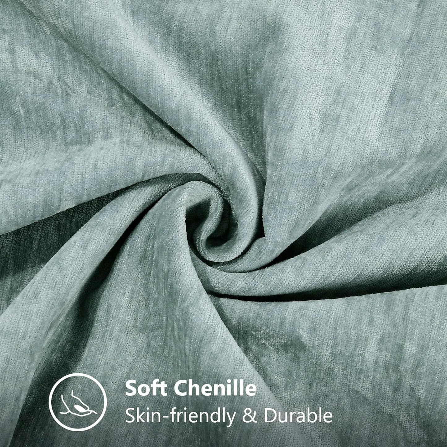 decorUhome Chenille Soft Throw Pillow Covers 20x20 Set of 2, Farmhouse Velvet Neutral Decorative Euro Pillow Covers with Stitched Edge for Couch Sofa Bed Home Decor, Aqua Haze