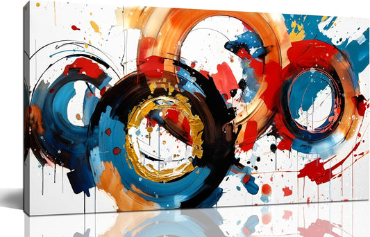 Abstract Wall Art Large Canvas Prints Modern Living Room Bedroom Home Office Wall Decor Framed Colorful Circle Abstract Picture Ready to Hang Size 20x40