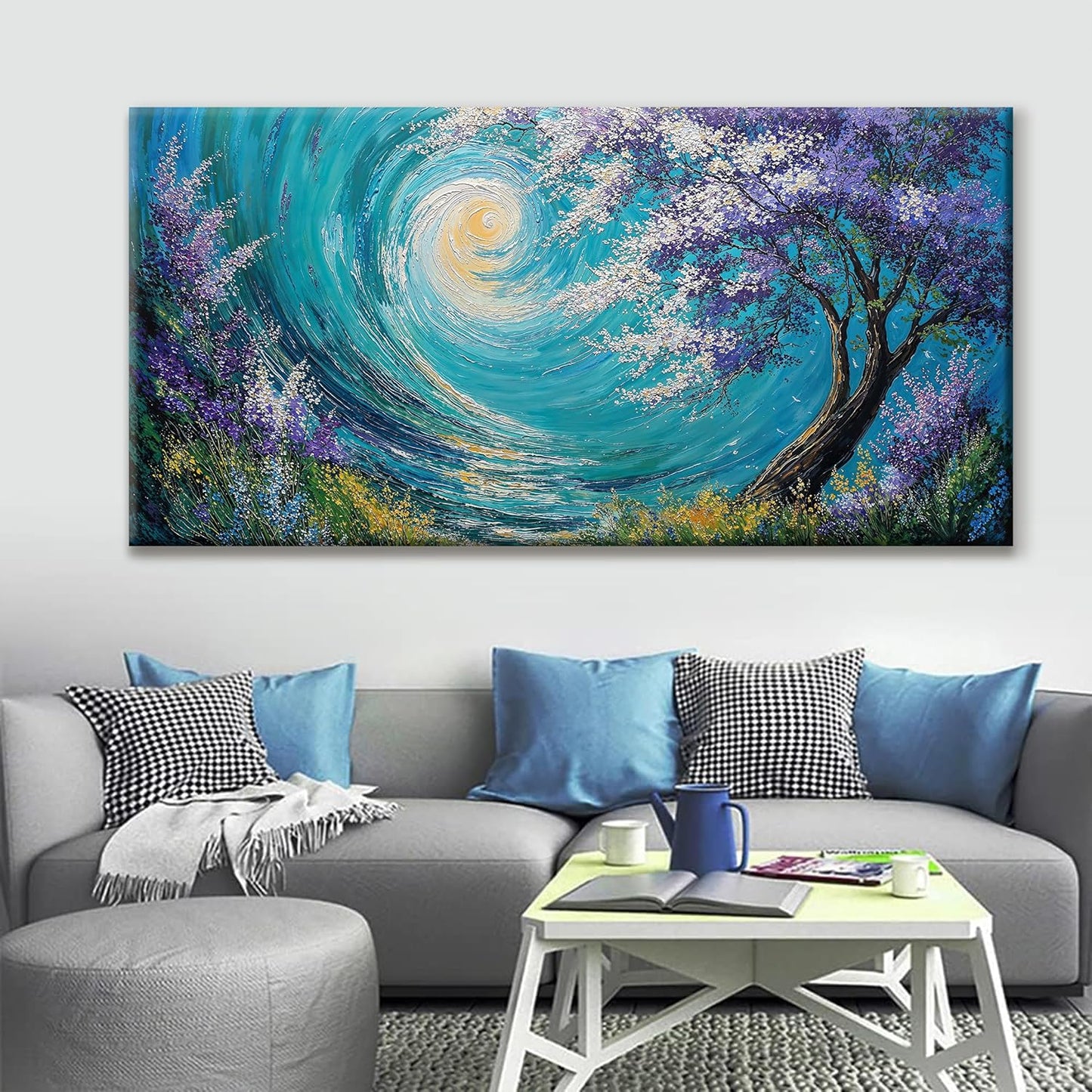 Abstract Wall Art For Living Room Decorations Large Purple Tree Abstract Wall Decor Canvas Art Wall Decor Picture For Bedroom Kitchen Office Home Artwork 29 X 58 Inch