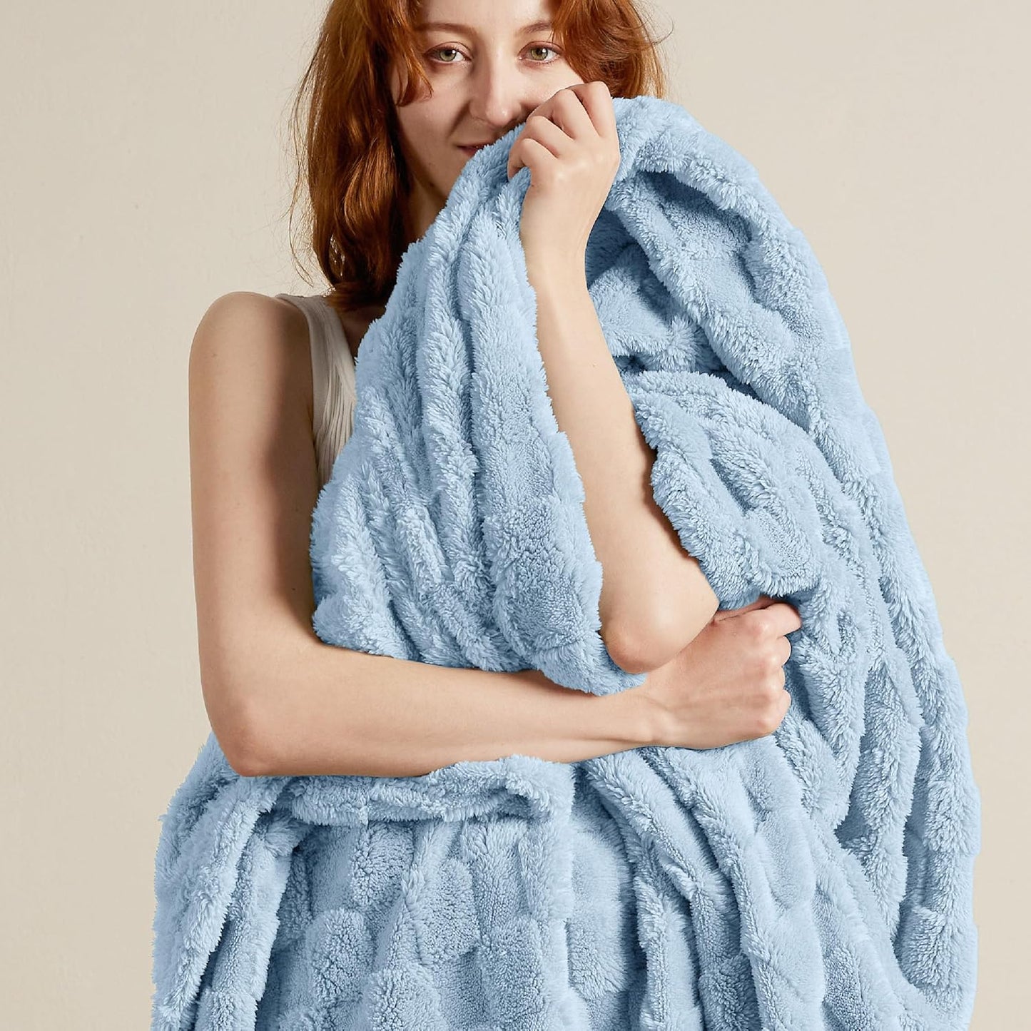 Bedsure GentleSoft Twin Blanket for Bed Light Blue - Super Soft Cozy Blankets for Women Men Girls, Cute Fuzzy Fleece Throws for Bedroom Couch, 60x80 Inches