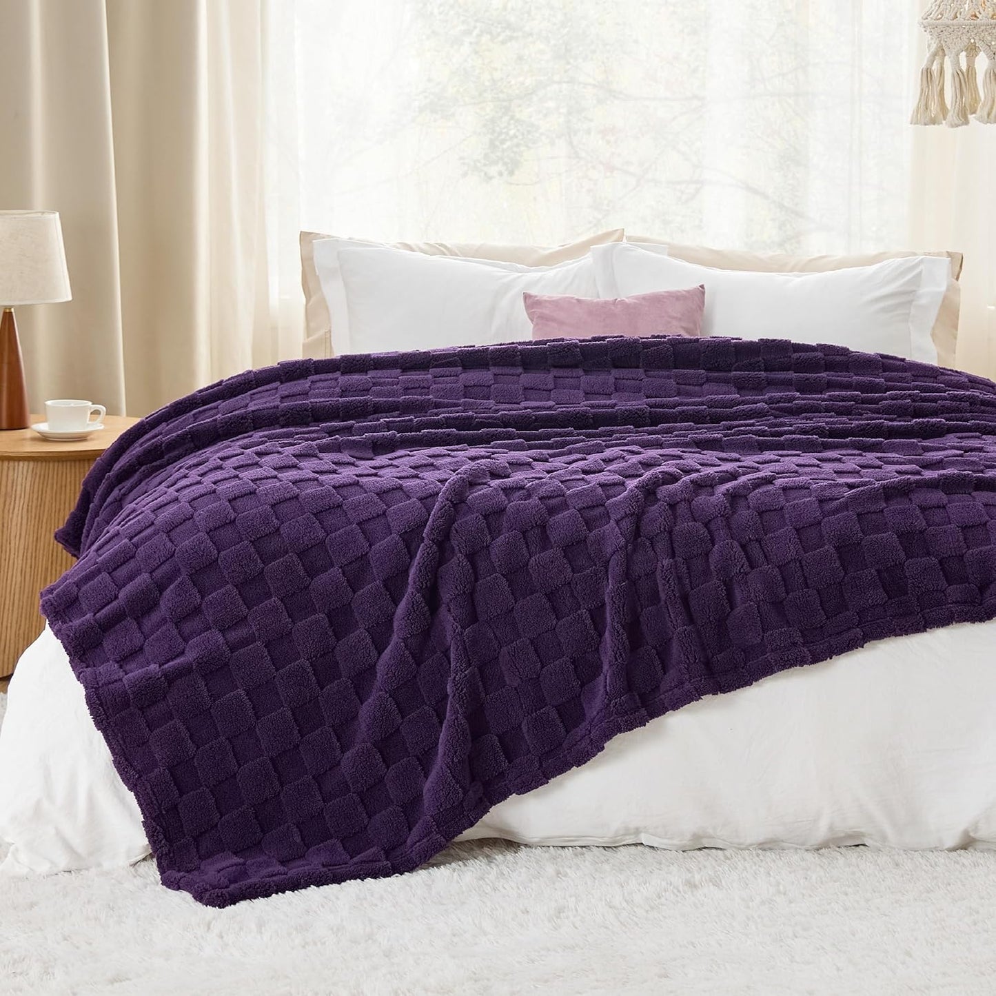 Bedsure GentleSoft King Size Blanket for Bed - Super Soft Cozy Blankets for Women Men Girls, Large Fuzzy Fleece Throw for Bedroom Decor, Purple,108x90 Inches