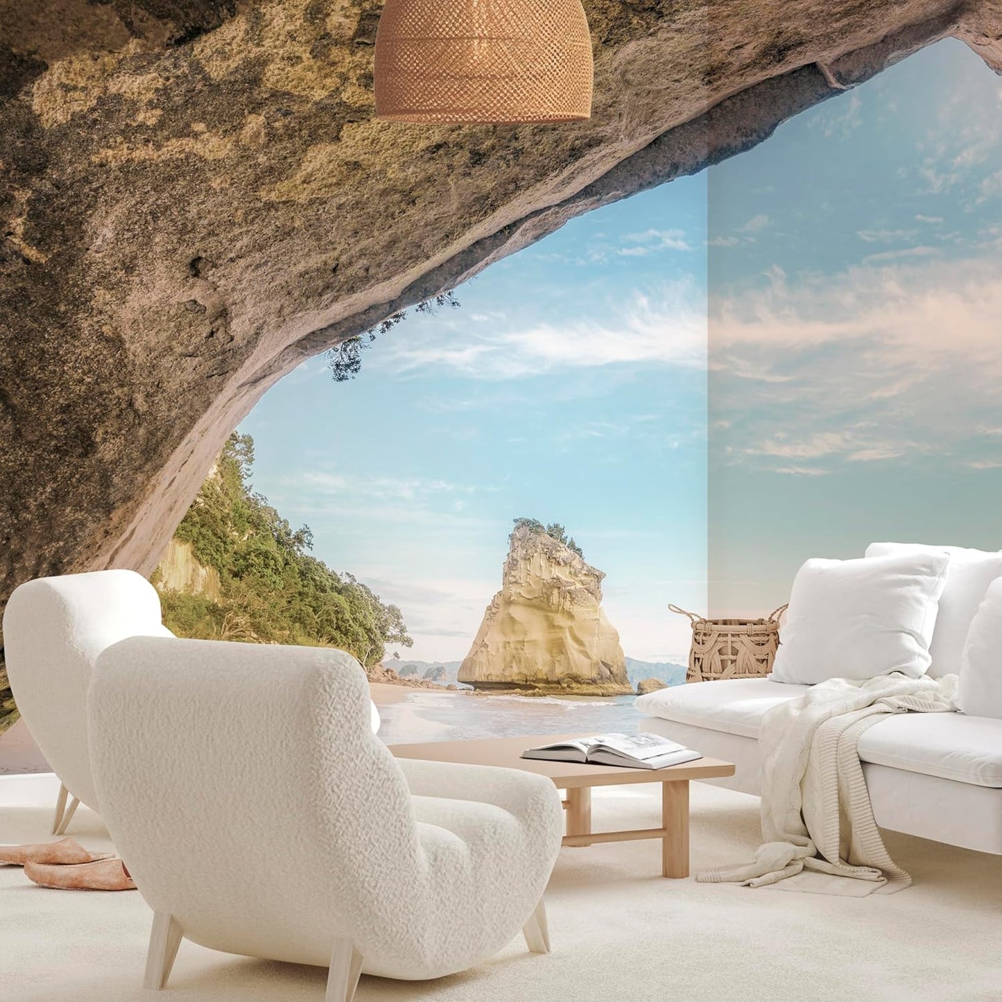 artgeist Wall Mural Nature 216x98 in - XXL Non-Woven Corner Wallpaper Fleece Angle Wall Decor Photo Print Picture Stone Sea Landscape Beach c-B-0668-a-b