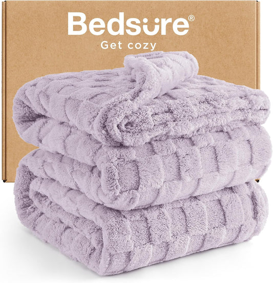 Bedsure GentleSoft California King Blanket for Bed - Super Soft Cozy Blankets for Women Men Girls, Large Fuzzy Fleece Throw for Bedroom Decor, Lavender Fog, 102x96 Inches
