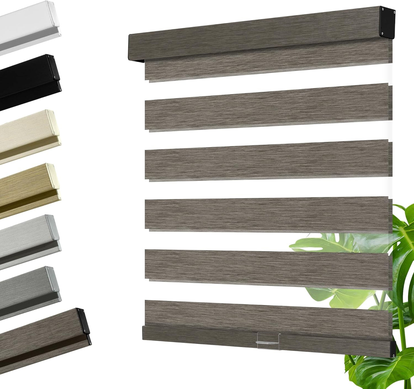 Cordless Zebra Blinds for Windows, Blackout Interior Blinds,Easy to Install,UV Protection,for Offices and Home,Custom Roller Shades, Mousse Dark Bown,67" W x 36" H