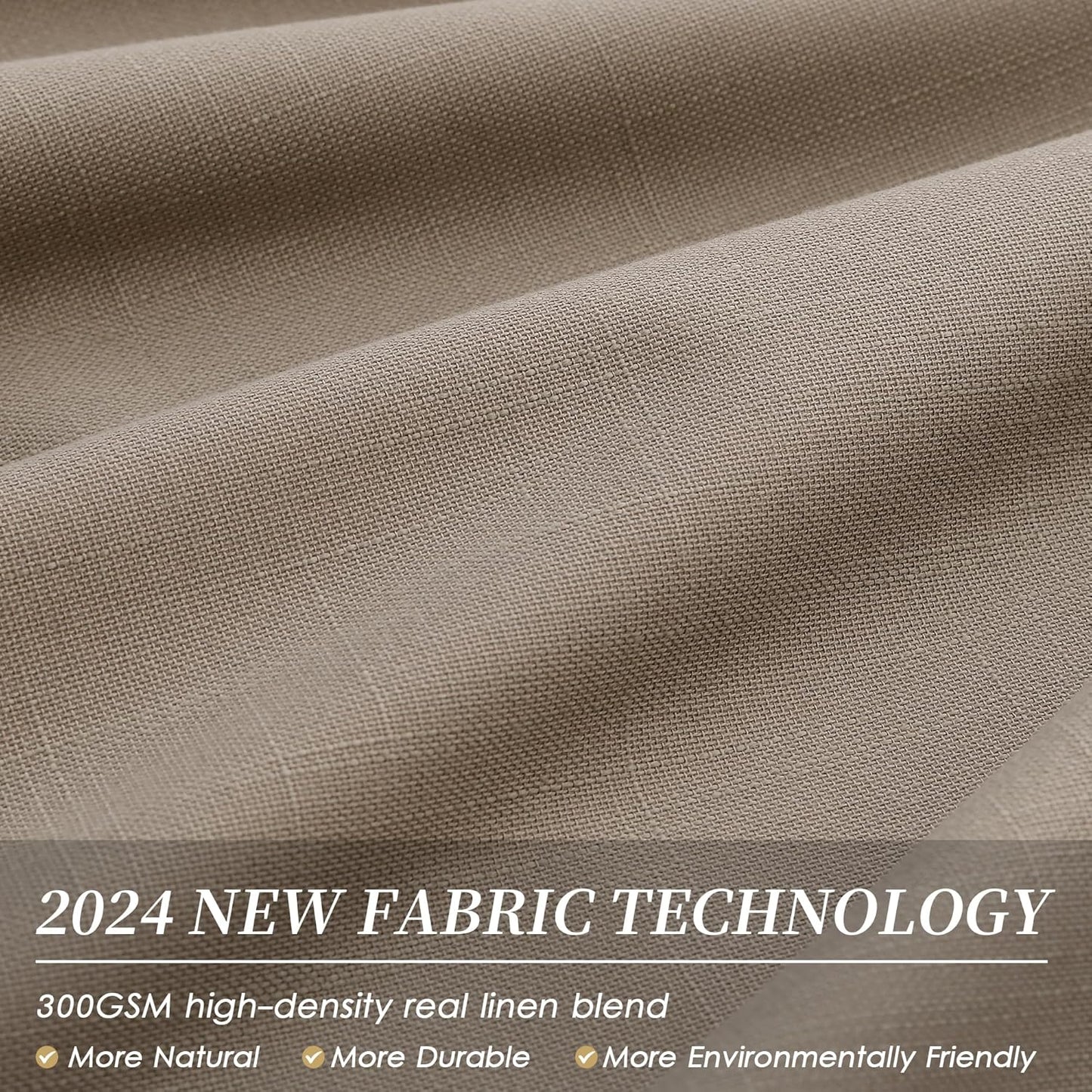 BOODII 108 Inch Black Out Curtains 2 Panels Set Back Tab Thermal Insulated Natural Linen Textured Blackout Curtains Noise Reducing Light Brown Neutral Living Room Darkening Window Drapes 52x108