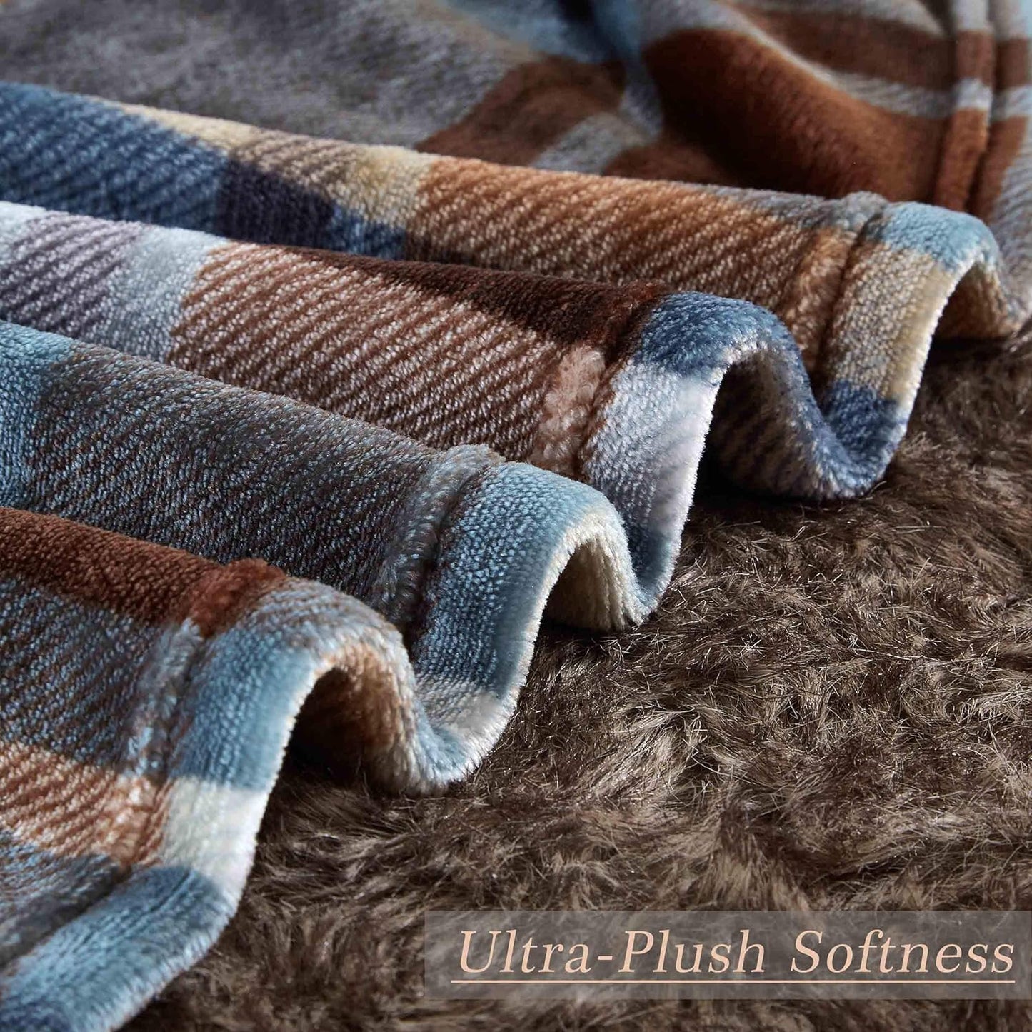 MERRYLIFE Throw Blanket Plaid Sherpa | Ultra-Plush Soft Colorful | Decorative Couch Travel Blanket | (50" 60", Greenland)