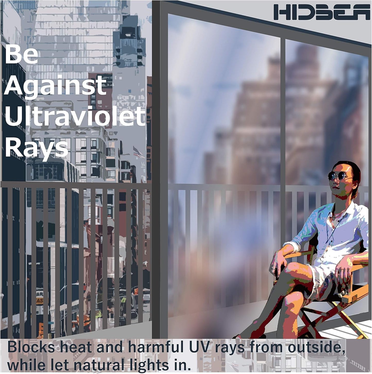 HIDBEA One Way Window Film, Daytime Privacy Sun Blocking Reflective Window Film No Glue Static Cling Heat Control Window Tinting Film for Home and Office, Black Silver, 35.4 x 393.7 Inch