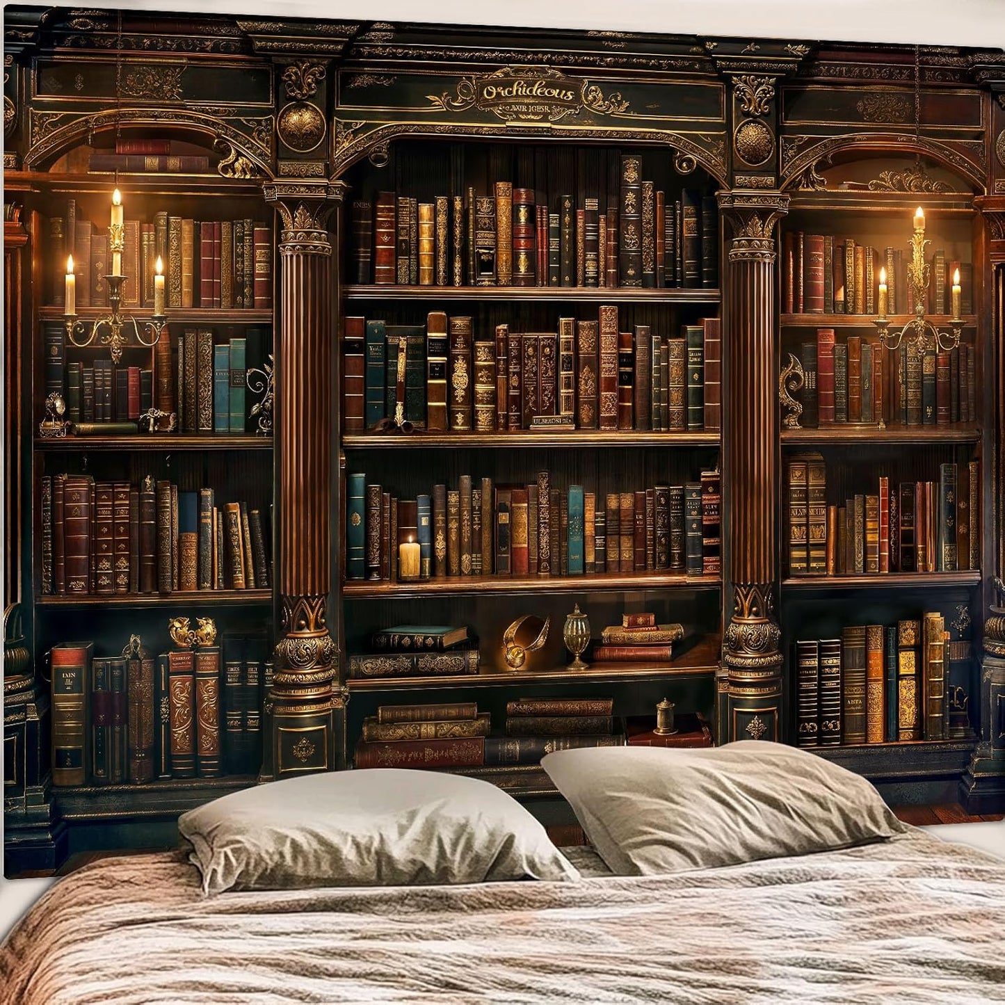 Accnicc Vintage Bookshelf Tapestry Medieval Art Book Tapestries Wall Hanging Gothic Dark Academia Retro Library Backdrop Tapestry for Bedroom Living Room Dorm Study Classroom 60 × 44 inch