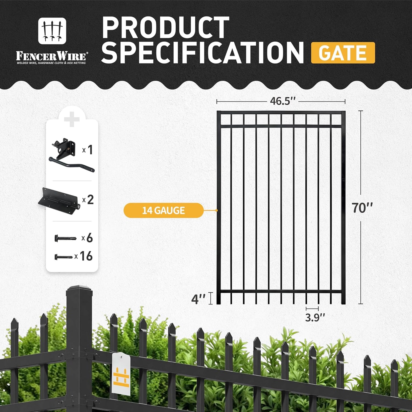 Fencer Wire Heavy Duty Flat Top Fence Gate - Pack of 5, 6FT Height x 4FT Width, Anti-Rust Steel for Outdoor Fencing Barrier, Decorative Garden for Residential, Yard, Pool, Patio