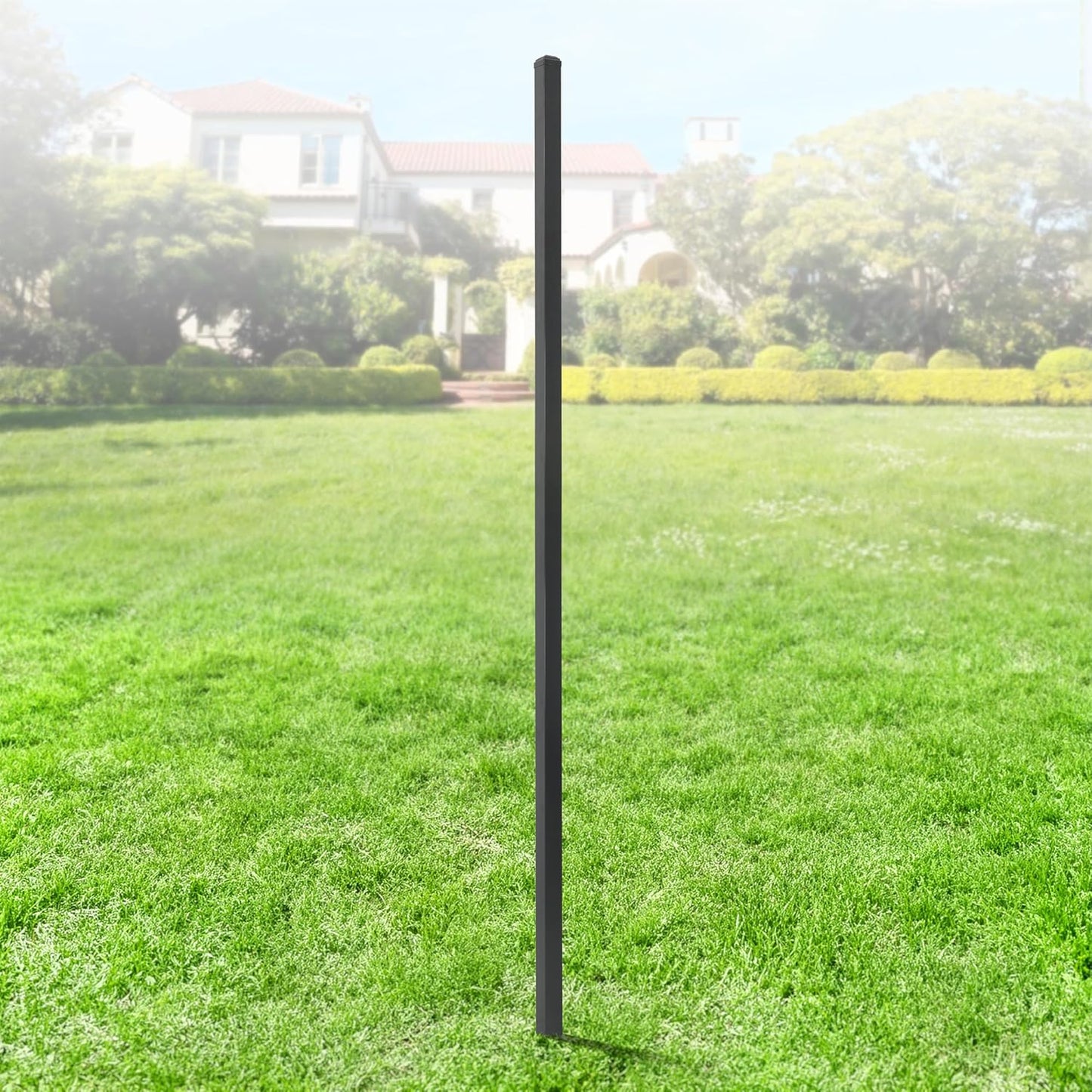 Fencer Wire Heavy Duty 8FT Outdoor Steel Fencing Border Post, 16 Gauge Anti-Rust Metal Fence Post, 2” Diameter Decorative Garden Fence Post, Single