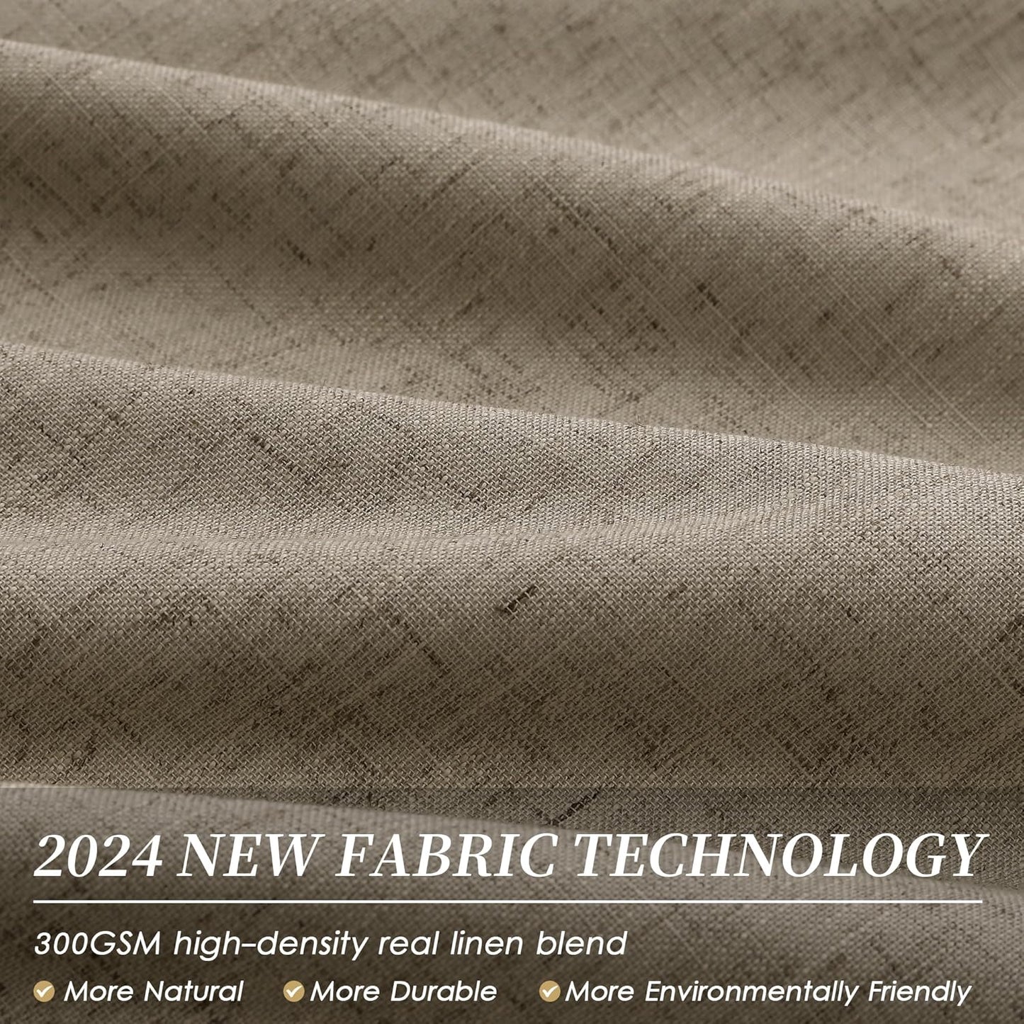 BOODII 108 Inch Black Out Curtains 2 Panels Set Back Tab Thermal Insulated Natural Linen Textured Blackout Curtains Noise Reducing Matcha Brown Neutral Living Room Darkening Window Drapes 52x108