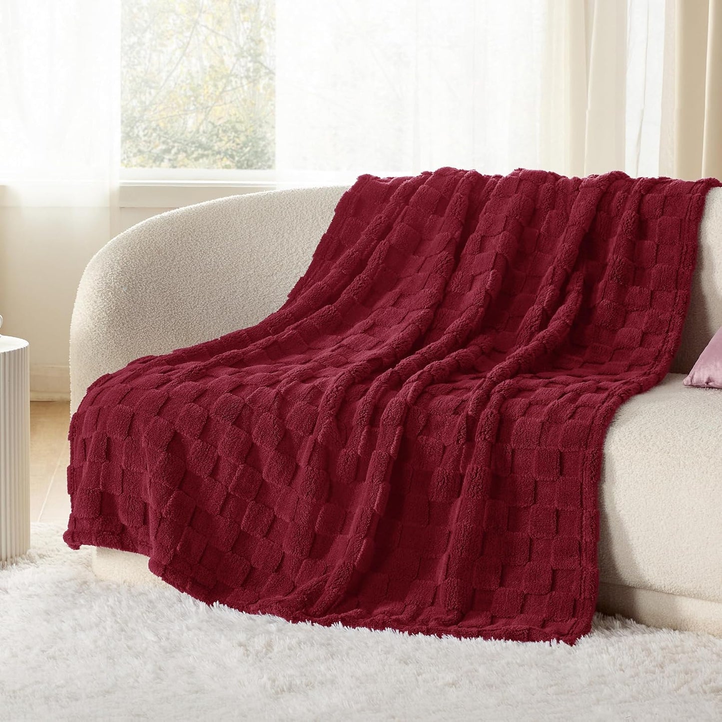 Bedsure GentleSoft Twin Blanket for Bed Red - Super Soft Cozy Blankets for Women Men Girls, Cute Fuzzy Fleece Throws for Bedroom Couch, 60x80 Inches