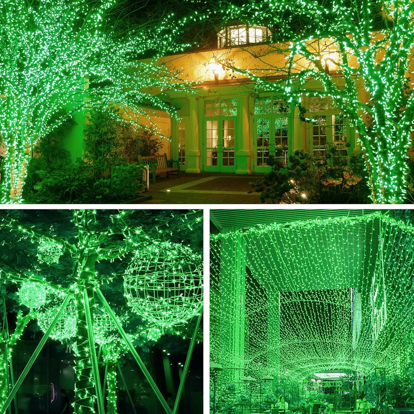 2 Pack 200 LED Solar String Lights St Patricks Day Decorations, 85.2ft 8 Modes Solar String Lights for Outside, Waterproof and Solar Powered Outdoor String Lights for Holiday Garden Tree Party (Green)