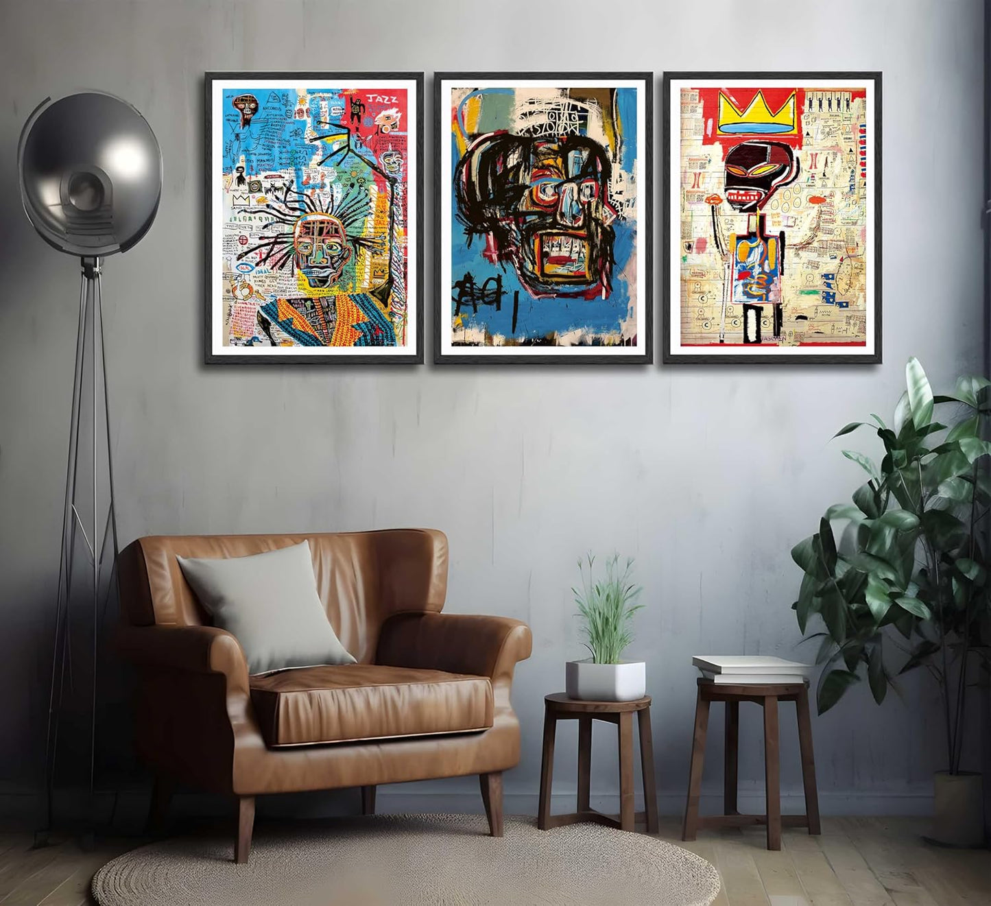 3 Pieces of Street Art Blue Graffiti Wall Decor Prints Modern Artist Aesthetics Canvas Painting Artwork Abstract Picture Poster Man Cave Living Room Bedroom Bathroom Office Home Decorations Unframed