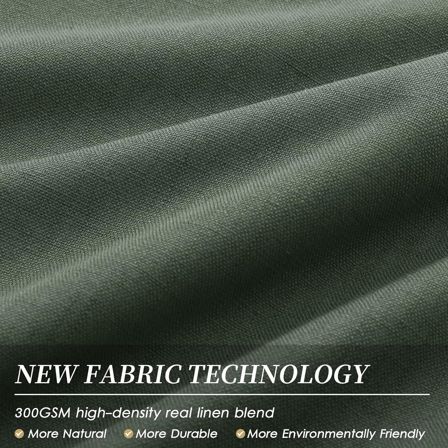 Olive Green Linen 100% Blackout Curtains for Bedroom 102 Inch Long 2 Panels Window Curtain Floor To Ceiling Length for Living Room Sliding Glass Door Back Tab Room Darkening Drapes Loden 52x102