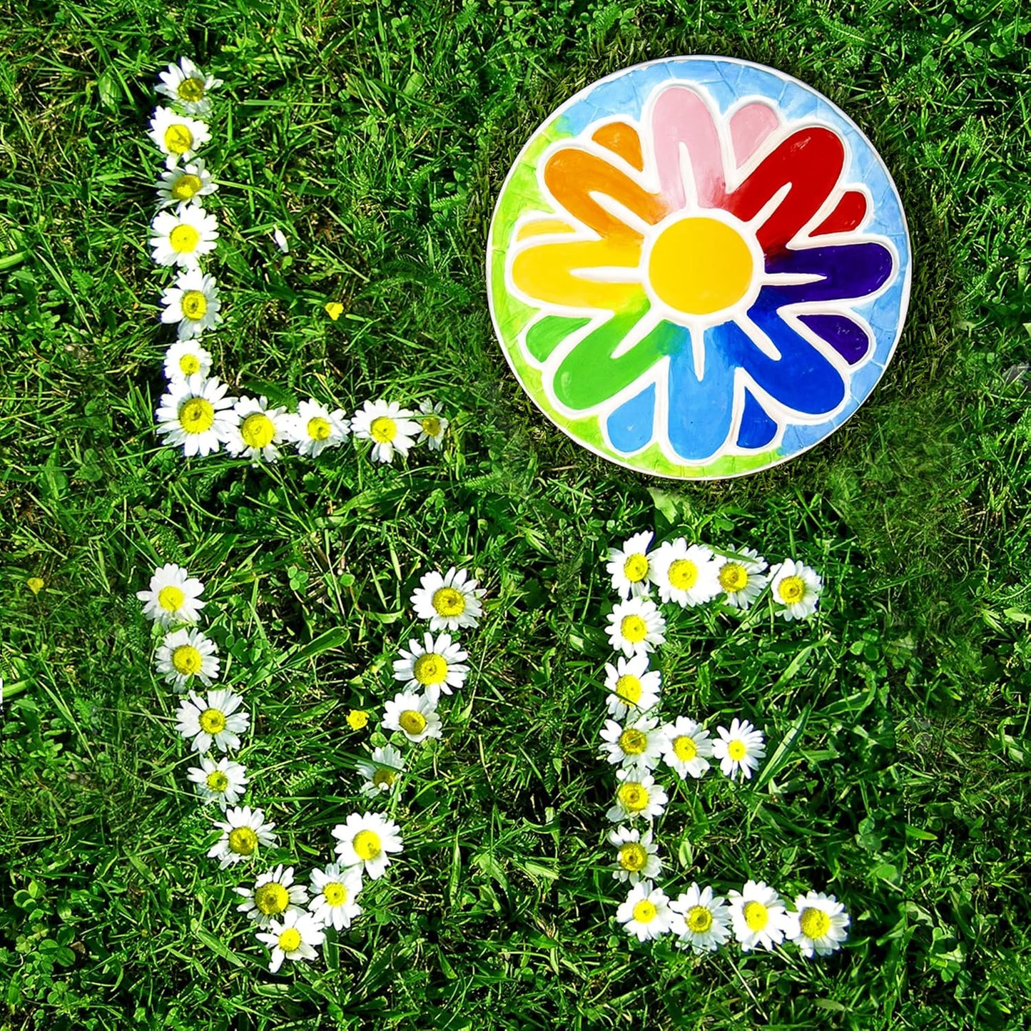 Creative Roots Mosaic Flower Garden Stepping Stone Kit, Includes 7-Inch Ceramic Stone & 6 Vibrant Paints, DIY Stepping Stone Kit for Kids Ages 6+