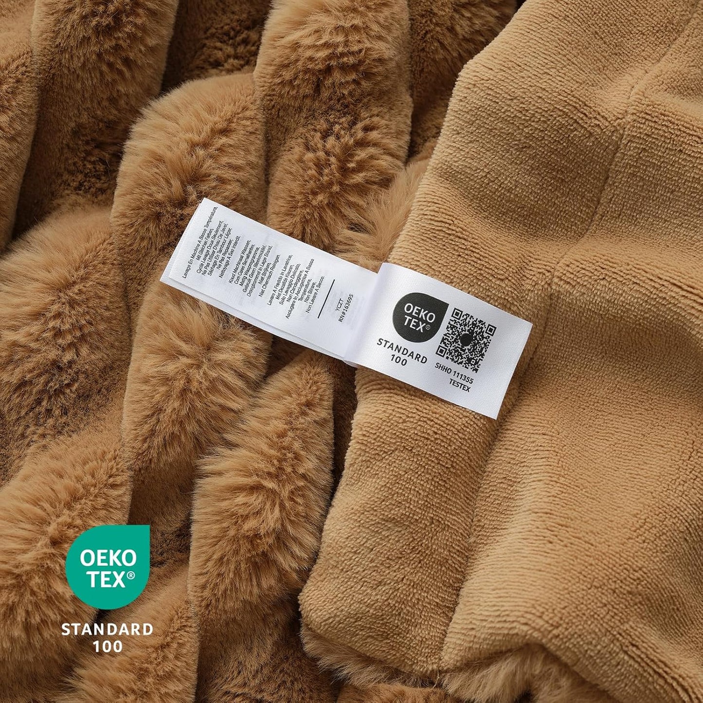 Cozy Bliss Faux Fur Throw Blanket for Couch, Cozy Warm Plush Striped Blanket for Sofa Bedroom Living Room, 60 * 80 Inches Toasty Brown