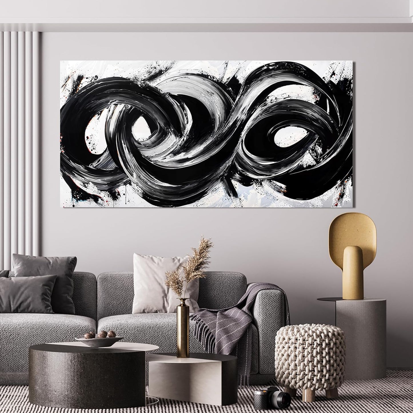 Abstract Wall Art Decor Wall Pictures for Living Room Large Black and White Wall Art Prints Abstract Canvas Art Wall Decor Modern Minimalist Wall Art Decorations Bedroom Home Wall Art Decor 24" X 48"
