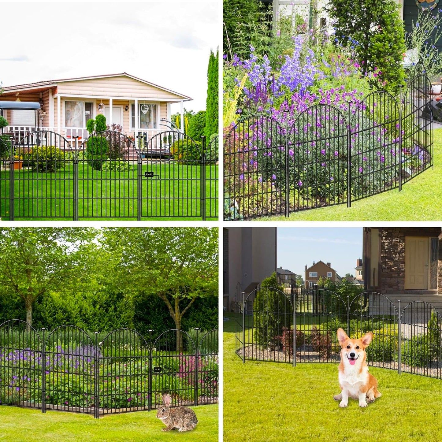 Garden Fence Border, 32 in(H) x17.5 Ft(L) 8 Panels, Tall Garden Animal Barrier Fence with Gate, Dog Fence Outdoor for Yard, Arched Rustproof Metal No Dig Fence, Flower Bed Fencing