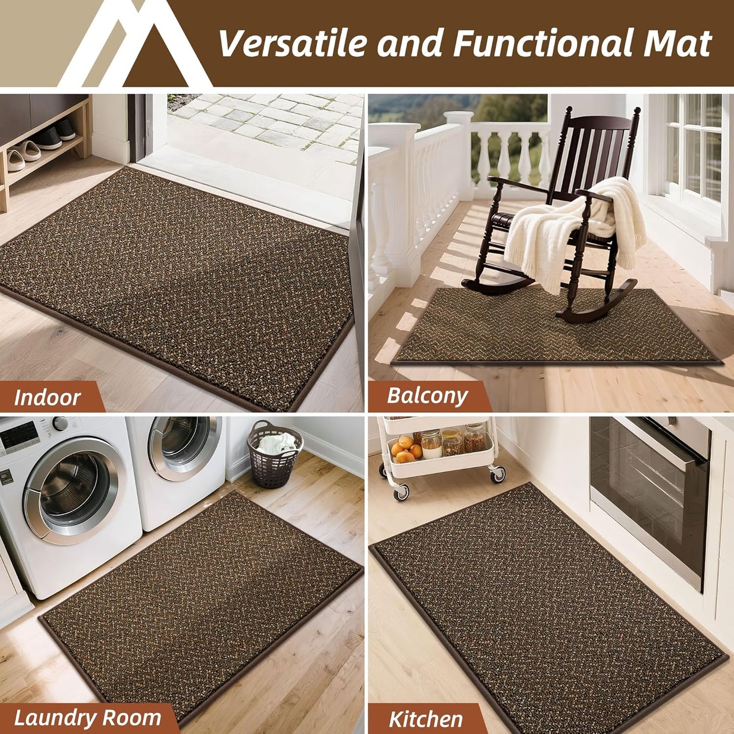 COSY HOMEER-Door-Mat 24"x36" Non Slip Absorbent Entryway Rugs Dirt Trapper Doormats Washable Entrance Mats Low Pile Welcome Floor Mat for Front Back Door and Entry Mats,Brown