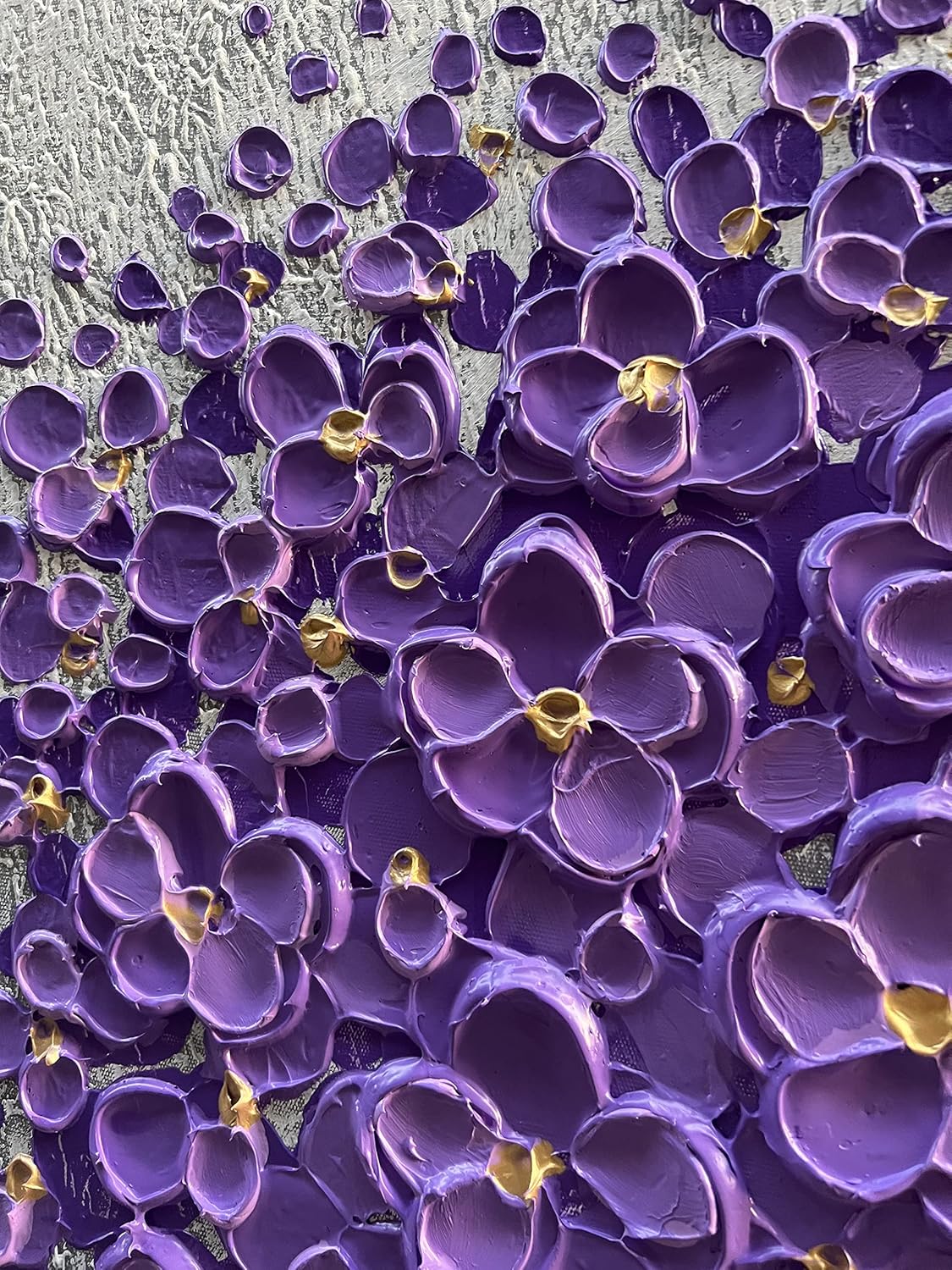 Epicler art hand-painted purple 3D flower decorative oil painting, flower wall decorative frame wall Art, modern Art living room, bedroom, office, hotel restaurant wall Art 28x40 inch