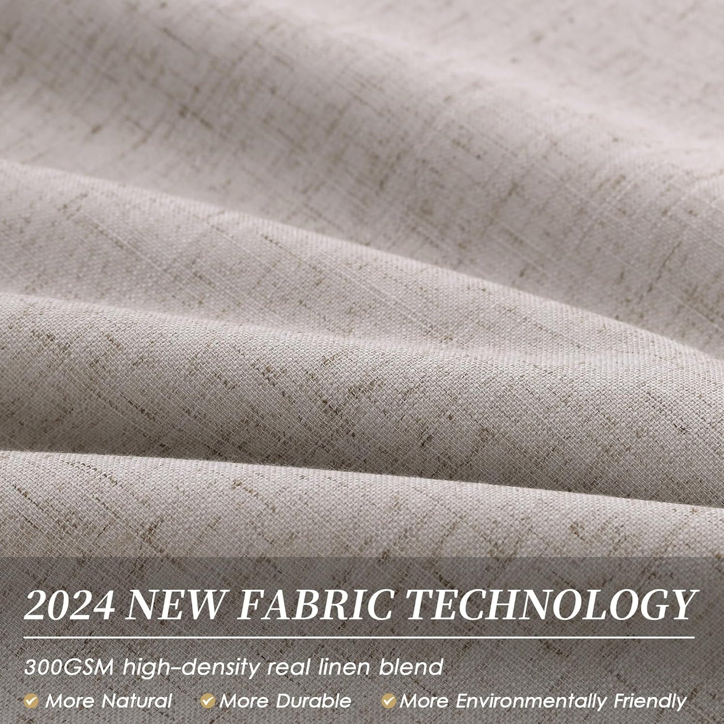 BOODII 100% Blackout Curtains for Bedroom 95 Inch Length 2 Panels Set Room Darkening Linen Curtains Brownish Grey Black Out Curtain Neutral Thermal Insulated Living Room Winter Drapes Back Tab 52x95