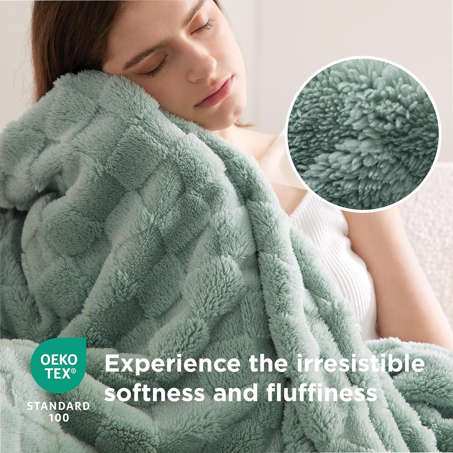 Bedsure GentleSoft Twin Blanket for Bed - Super Soft Cozy Blankets for Women Men Girls, Cute Fuzzy Fleece Throws for Bedroom Couch, Sage Green, 60x80 Inches