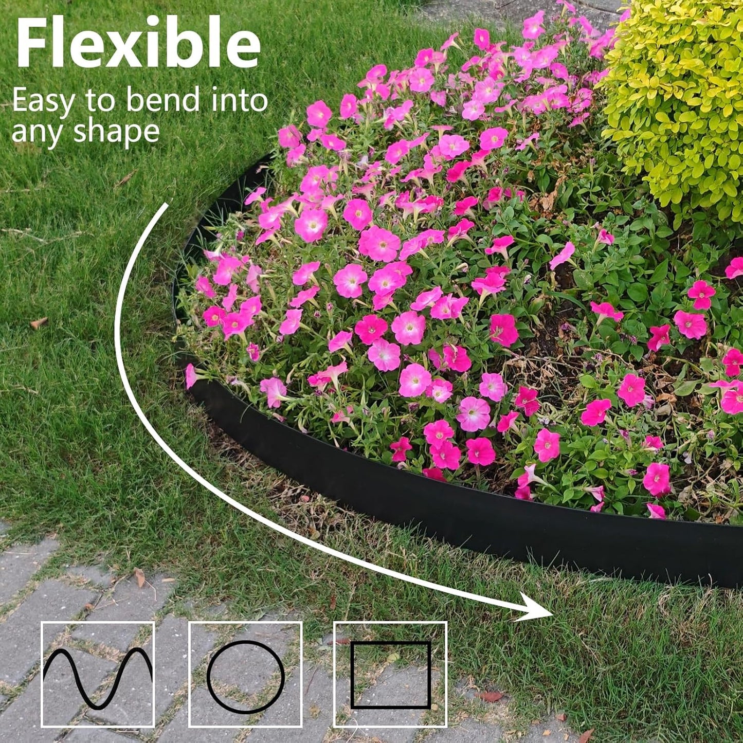 4 Inch Tall 102FT Landscape Edging with 110Pcs Metal Spikes, Plastic Garden Edging Border Landscape Edging Lawn Edging for Landscaping, Flower Bed, Paver, Yard