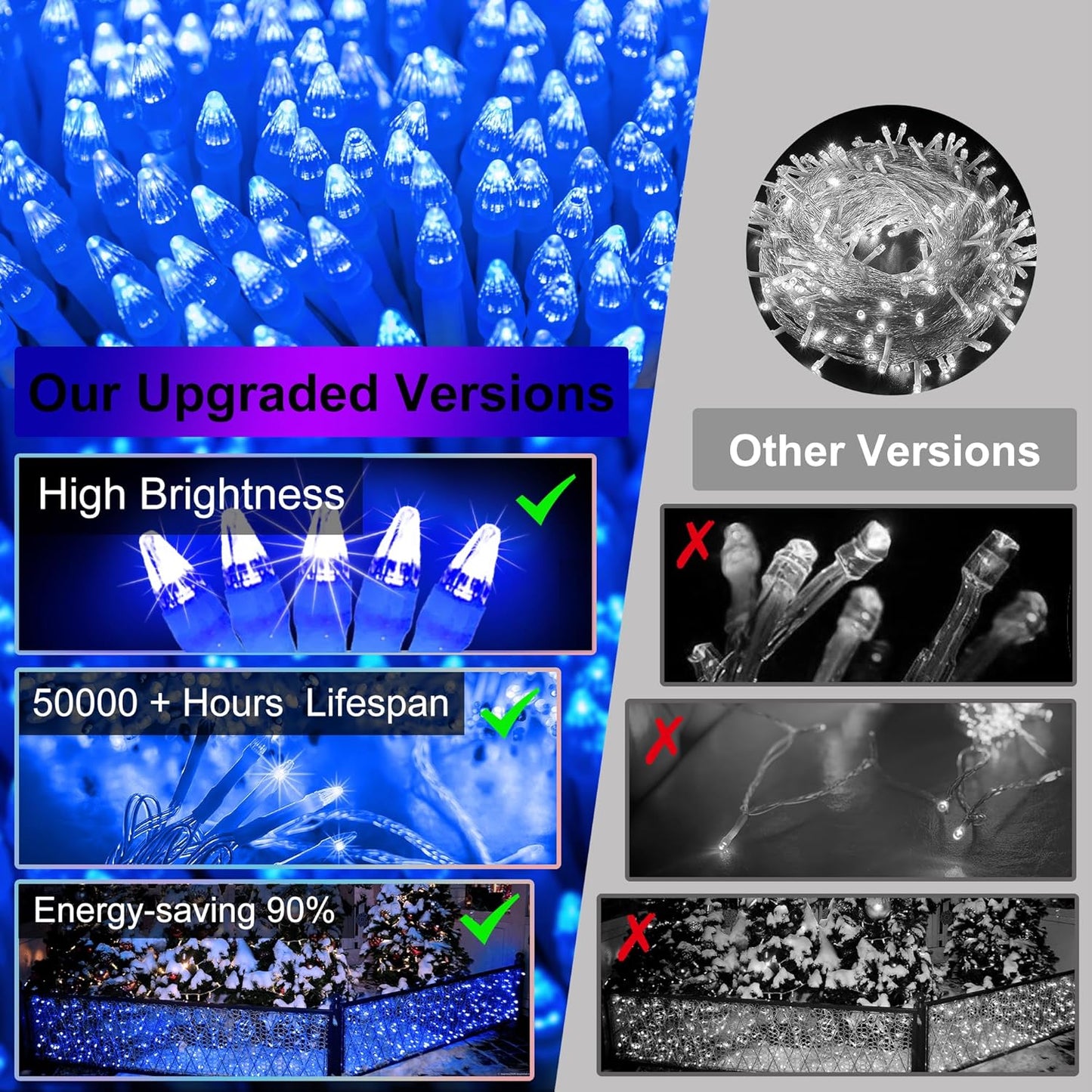 666 LED 66FT Christmas Lights with 148 Drops, 12 Modes Dimmable Blue Outdoor Hanging Lights with Timer Memory, Waterproof Curtain Lights for Home Bedroom Yard Indoor Tree Window Roof Fence Wedding