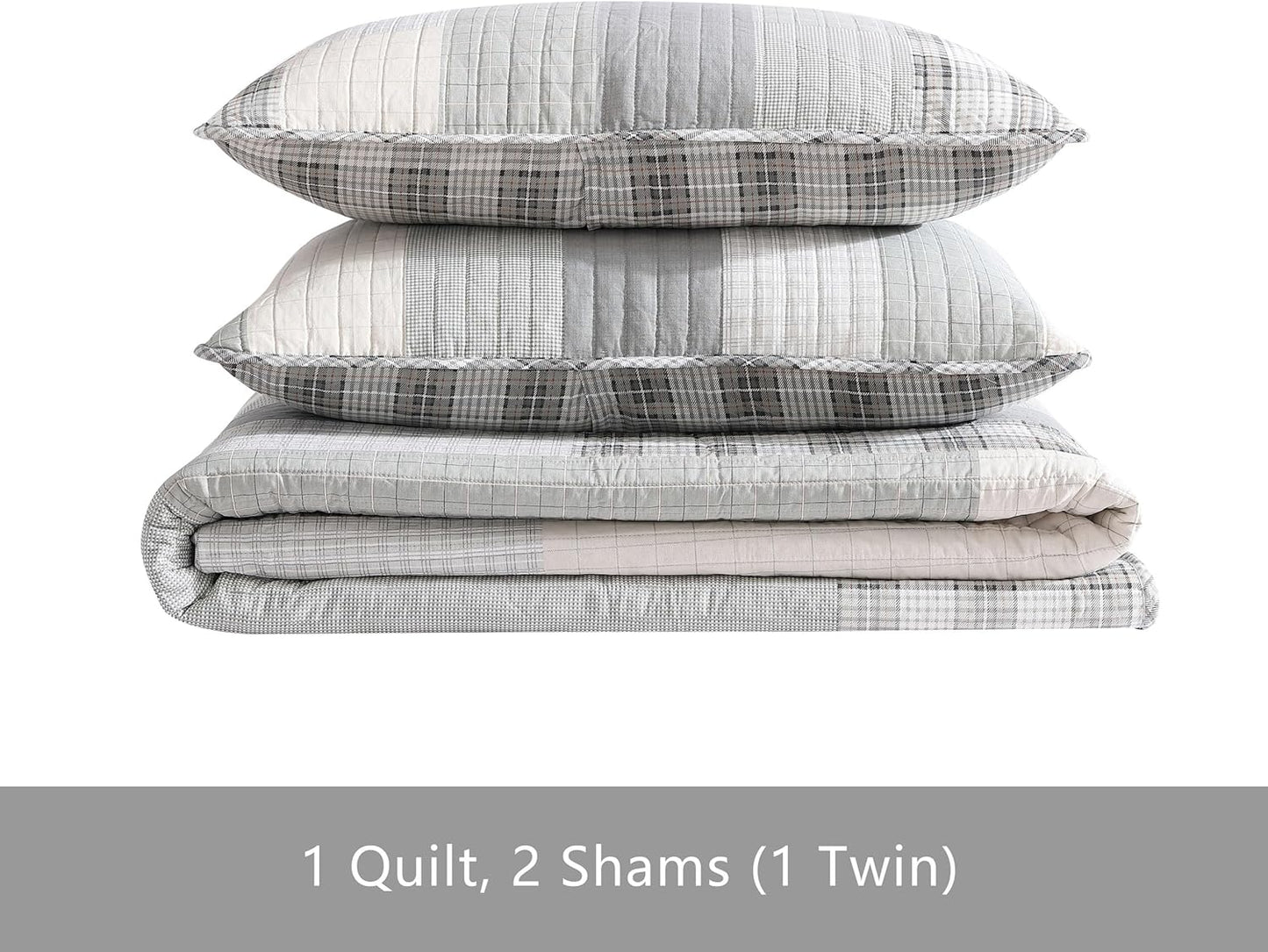 Eddie Bauer - Twin Quilt Set, Cotton Reversible Bedding with Matching Sham, Home Decor for All Seasons (Fairview Grey, Twin)
