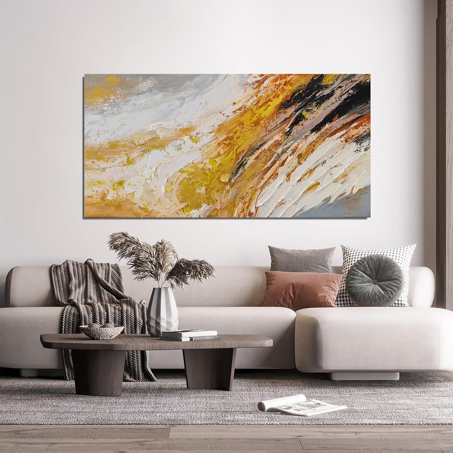 AIXMGSJS Canvas Wall Art Decor Wall Art Pictures for Living Room Modern Large Wall Art Canvas Art Wall Decor Black and White Abstract Wall Art Prints Artwork for Walls Home Office Decor 24" X 48"