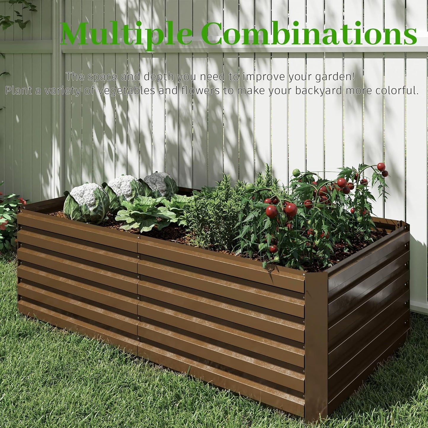 8x4x2 ft Outdoor Raised Garden Bed, Large Metal Planter Raised Beds, Planters for Outdoor Plants for Vegetables, Flowers, Herbs, Fruits, and Succulents.(4 Pcs)