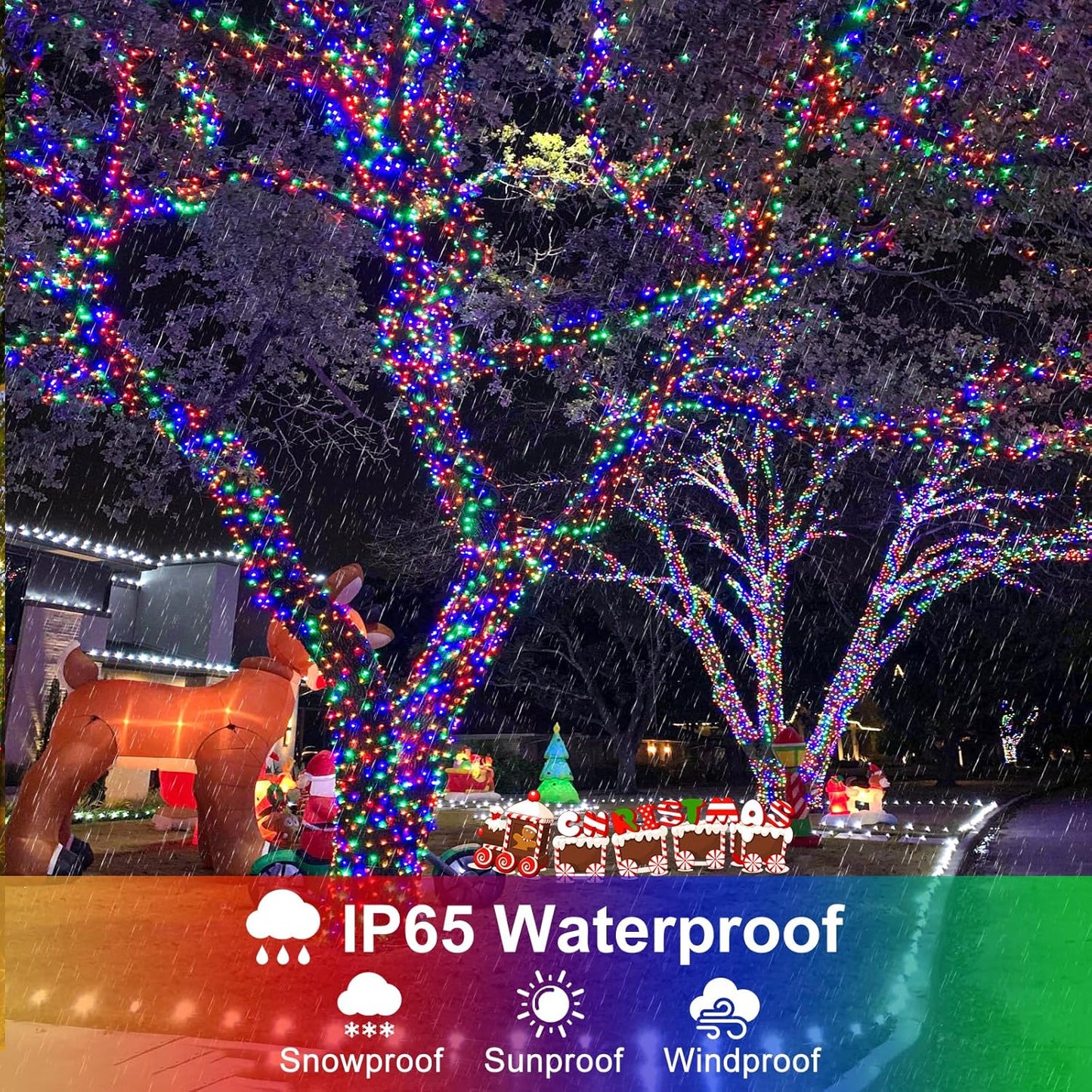 800 LED Christmas Tree Lights, 262FT String Lights for Outdoor Indoor, Waterproof 8 Modes Plug in Christmas Decorations Green Wire for House Patio Party Holiday Decorations, Multicolor