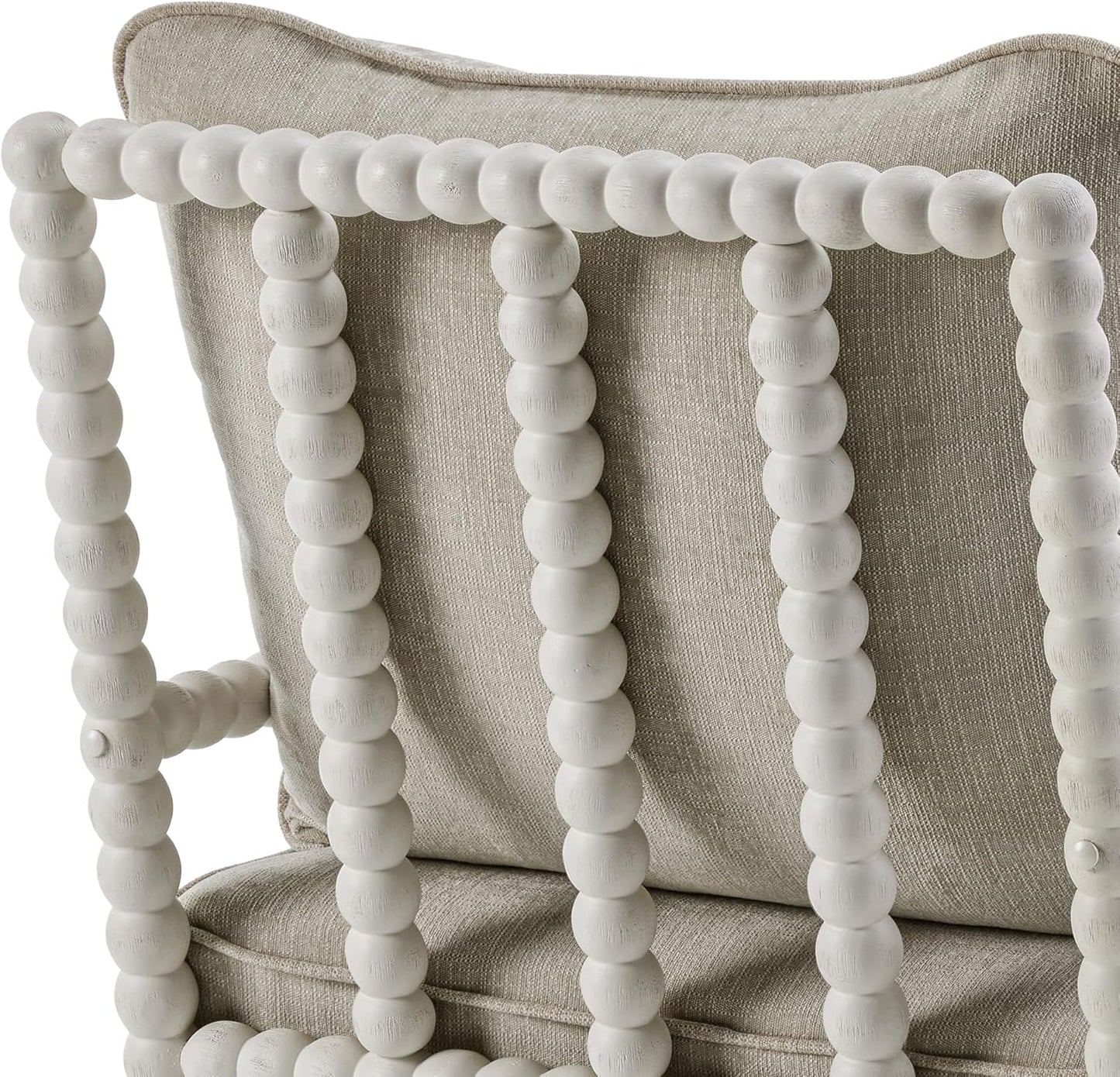 DUHOME Linen Fabric Spindle Accent Chairs Set of 2 with Wood Frame,Modern Accent Chairs with Padded Spring Seat and Brushed White Base for Living Room Bedroom Farmhouse Home Office Belcony