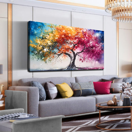 Alsingbago Colorful Tree Canvas Wall Art for Living Room Bedroom Home Office Orange and Pink Tree Picture Modern Artwork Ready to Hang Size 30x60