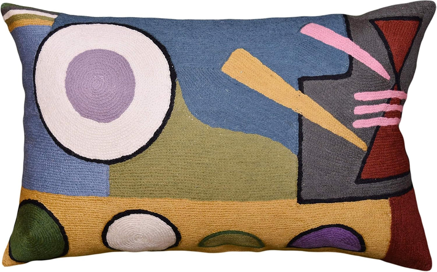 Lumbar Kandinsky Abstract Pillow Cover - Soul Modern Chair Pillowcase Abstract Couch Cushion Contemporary Pillowsham Farmhouse Sofa Handmade Wool Size 14x20