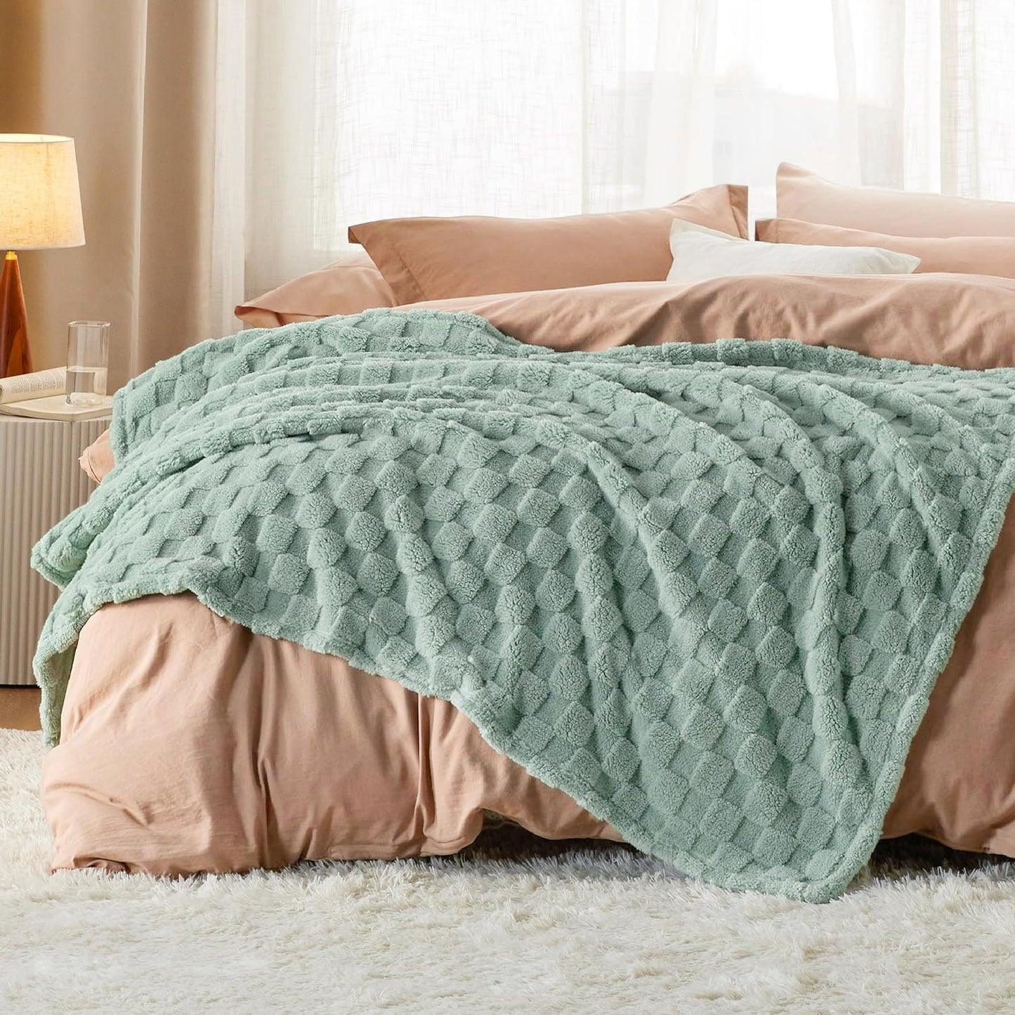 Bedsure GentleSoft Twin Blanket for Bed - Super Soft Cozy Blankets for Women Men Girls, Cute Fuzzy Fleece Throws for Bedroom Couch, Sage Green, 60x80 Inches