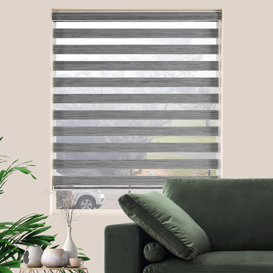 Custom Cut to Size Zebra Blinds for Windows Blinds for Indoor Windows Roller Shades Modern Window Blinds Up Down Blinds Light Filtering Window Privacy(Custom Size Grey Color)