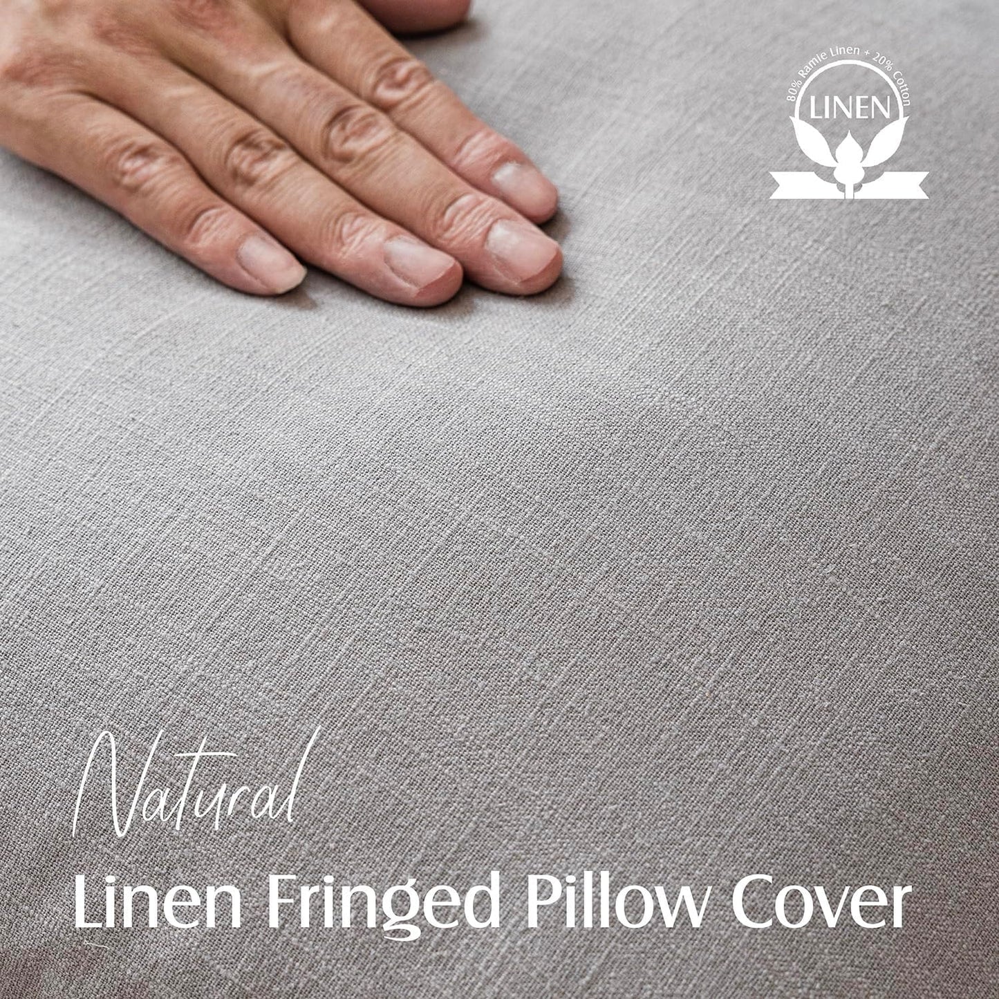 Foindtower Set of 2 Decorative Linen Fringe Throw Pillow Covers Cozy Farmhouse Cushion Cover with Tassels Accent Pillowcase for Couch Bed Living Room Home Bedroom Decor,12×24 Inch,Light Rustic Gray