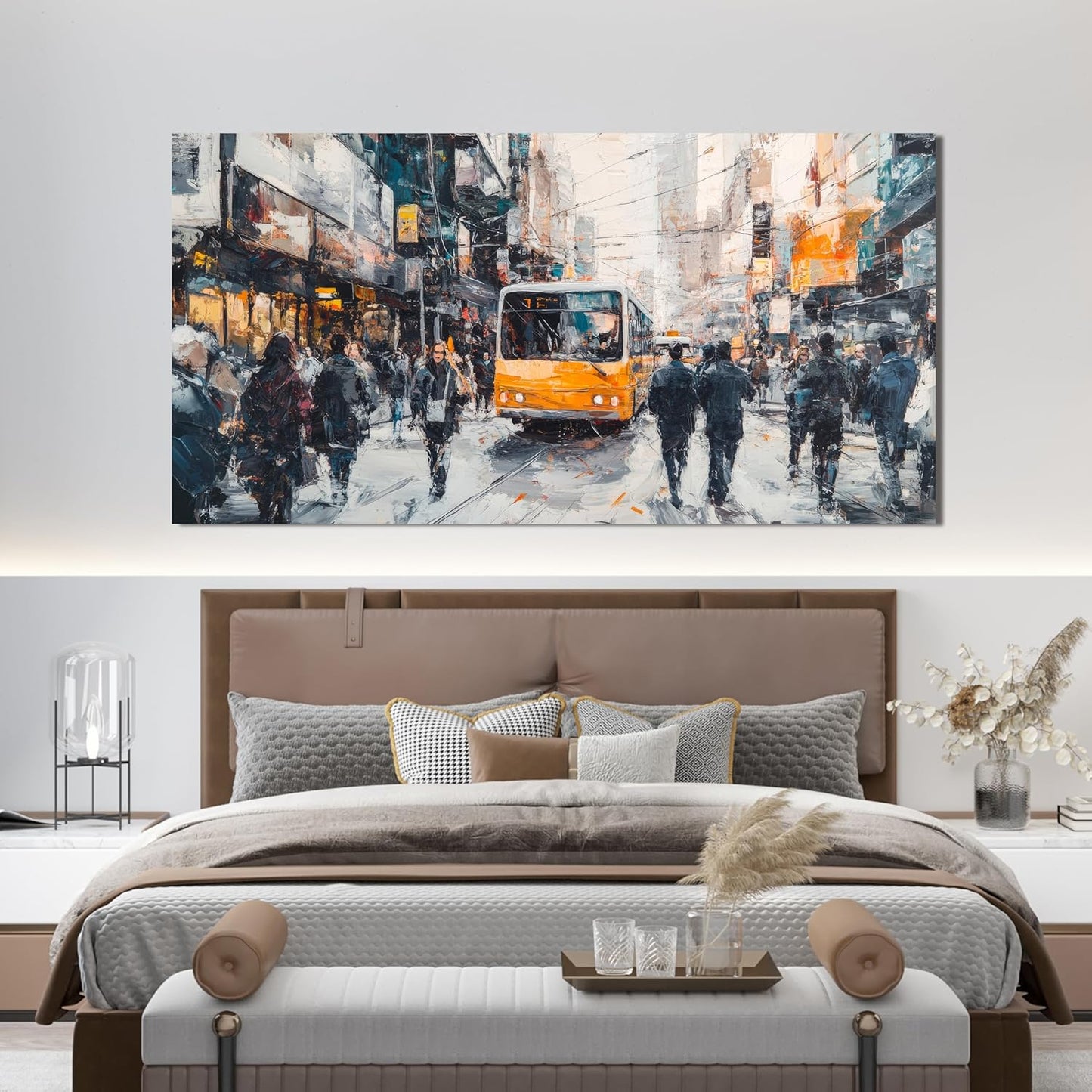 AIXMGSJS Canvas Wall Art Decor Large Wall Art for Living Room Modern Large Wall Art Prints Abstract Canvas Art Wall Decor City Life Pictures Decorations Artwork for Walls Home Office Decor 24" X 48"
