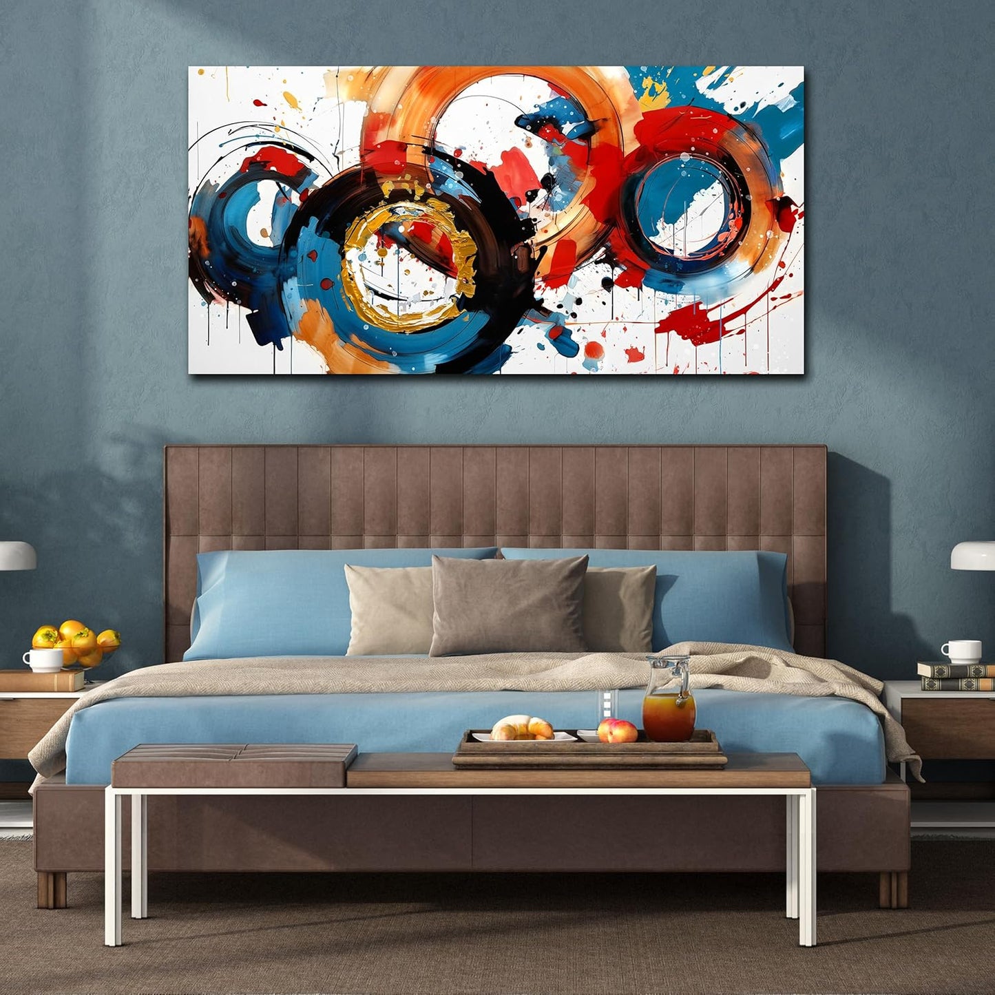 Abstract Wall Art Large Canvas Prints Modern Living Room Bedroom Home Office Wall Decor Framed Colorful Circle Abstract Picture Ready to Hang Size 30x60