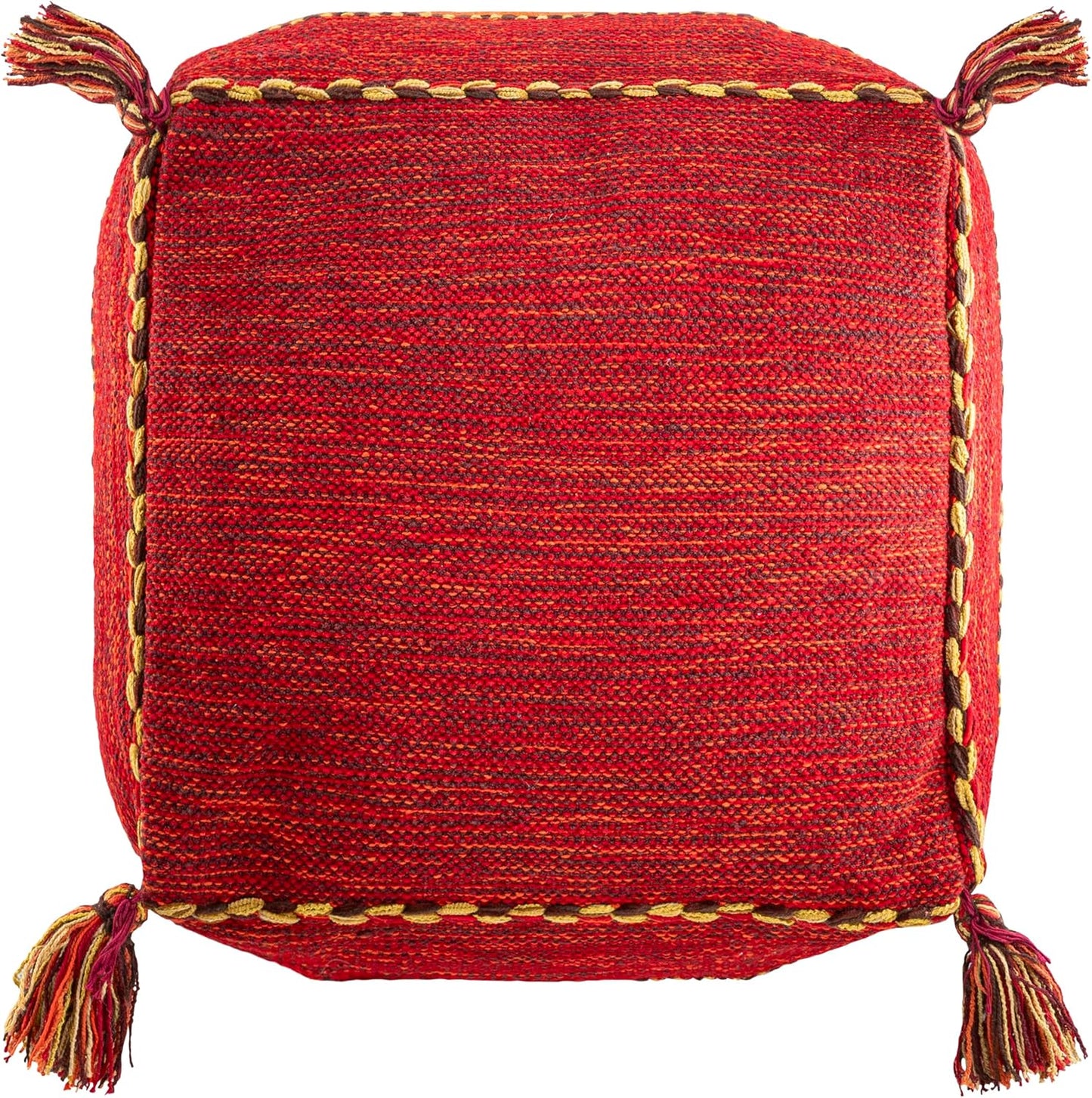 Mark&Day Pouf Ottoman, Hinterbruhl Global Burnt Orange Cube Pouf Foot Rest for Living Room, Bedroom and Boho Home Decor (18"x18"x18")