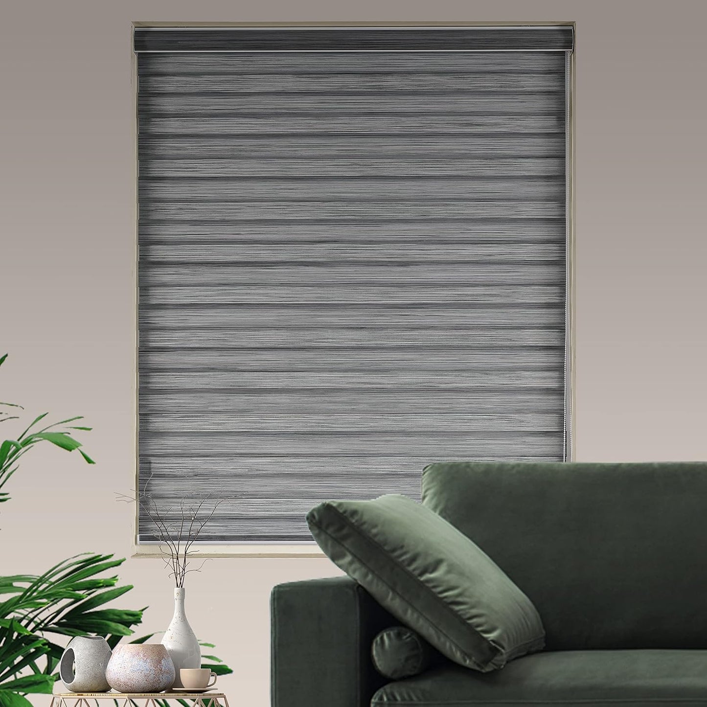 Zebra Blinds Window Blind Zebra Shade Blinds for Windows Roller Sheer Shades Privacy Light Filtering Shades for Home Kitchen Bathroom (Width 55'' X Height 72'' Grey)