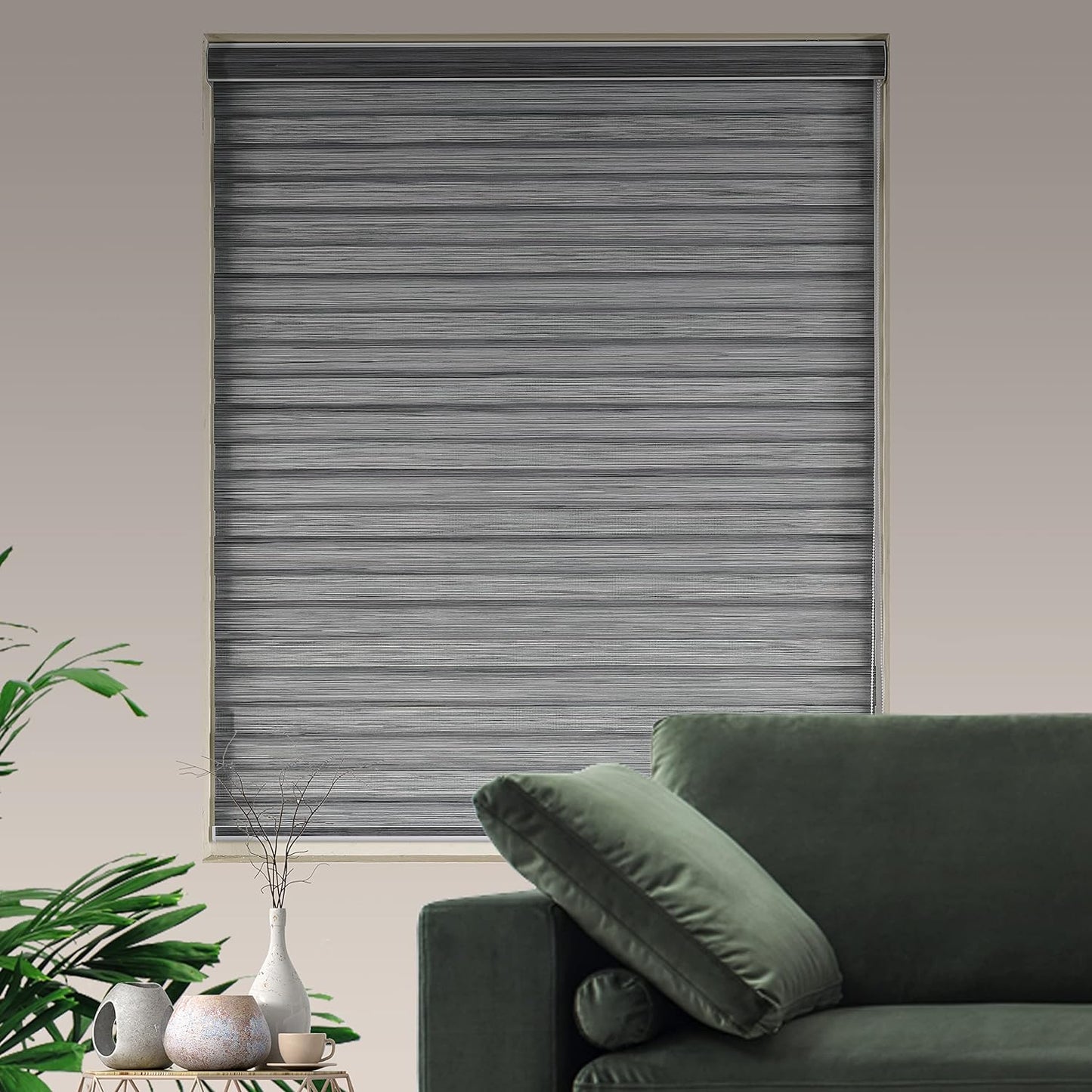 Zebra Blinds Window Blind Zebra Shade Blinds for Windows Roller Sheer Shades Privacy Light Filtering Shades for Home Kitchen Bathroom (Width 74'' X Height 72'' Grey)