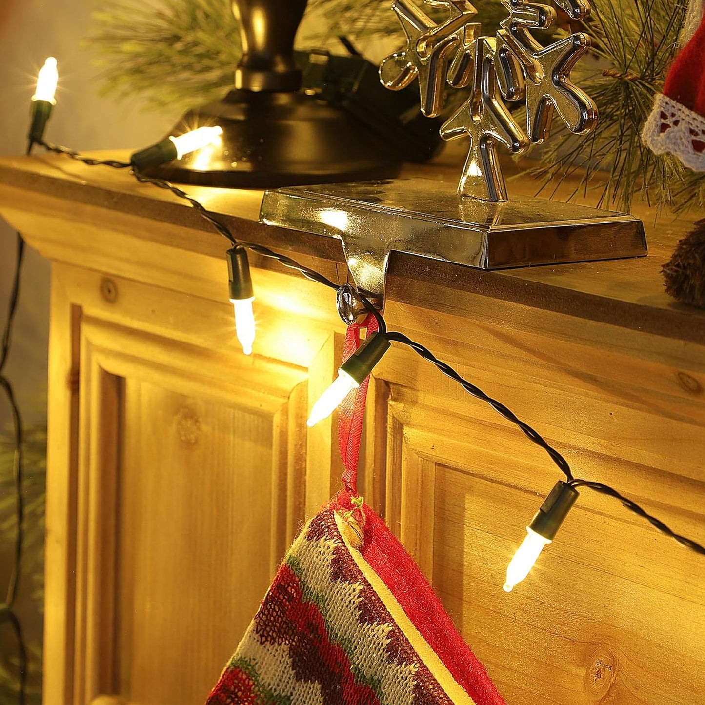 Joliyoou 4 Packs Total 200 LEDs 64ft Warm White Christmas String Lights, Battery Operated Christmas Mini String Lights with 8 Lighting Modes, Indoor Outdoor LED Xmas Fairy String Lights with Timer