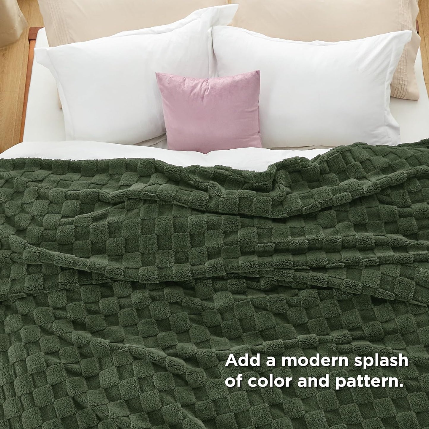 Bedsure GentleSoft Blankets Queen Size for Bed - Super Soft Cozy Blanket for Women Men Girls, Large Fuzzy Fleece Throw for Bedroom Decor, Bronze Green, 90x90 Inches